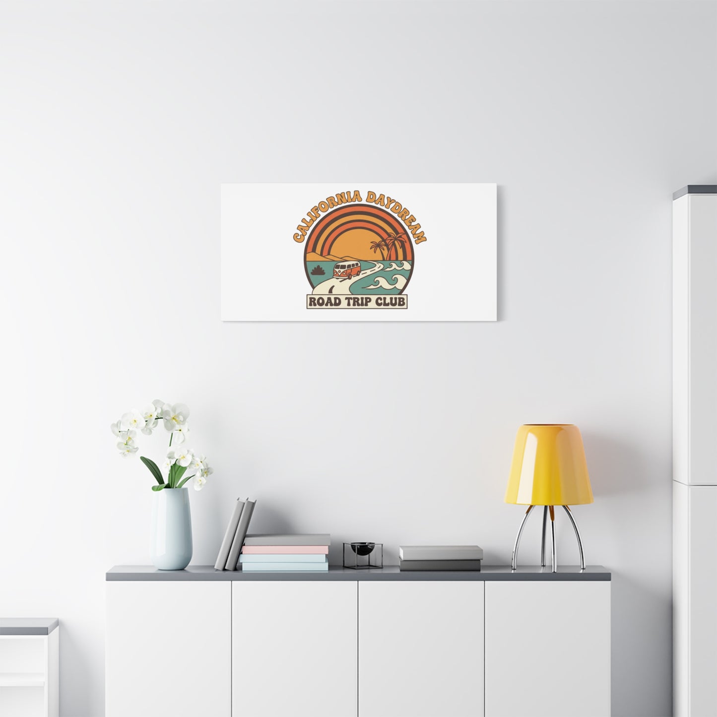 California Daydream Road Trip Club Canvas | 70s Sunset Retro Palm Poster