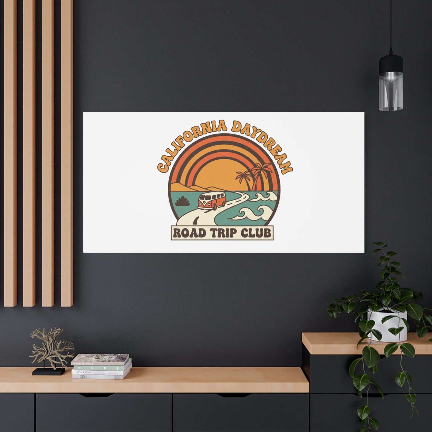 California Daydream Road Trip Club Canvas | 70s Sunset Retro Palm Poster
