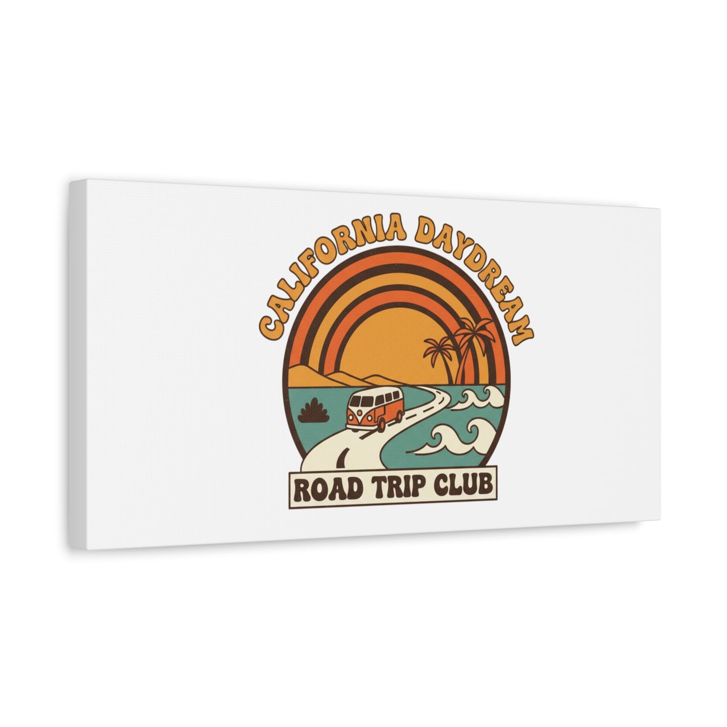 California Daydream Road Trip Club Canvas | 70s Sunset Retro Palm Poster