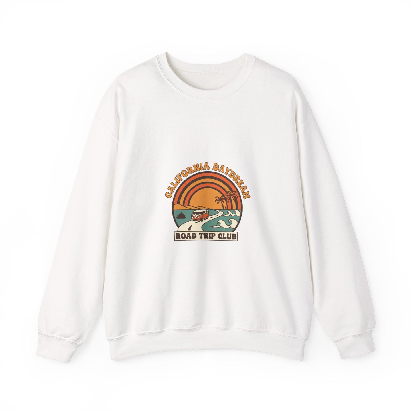 California Road Trip Club Crewneck Sweatshirt | 70s Sunset Retro Surf Graphic