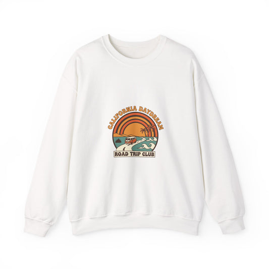California Road Trip Club Crewneck Sweatshirt | 70s Sunset Retro Surf Graphic