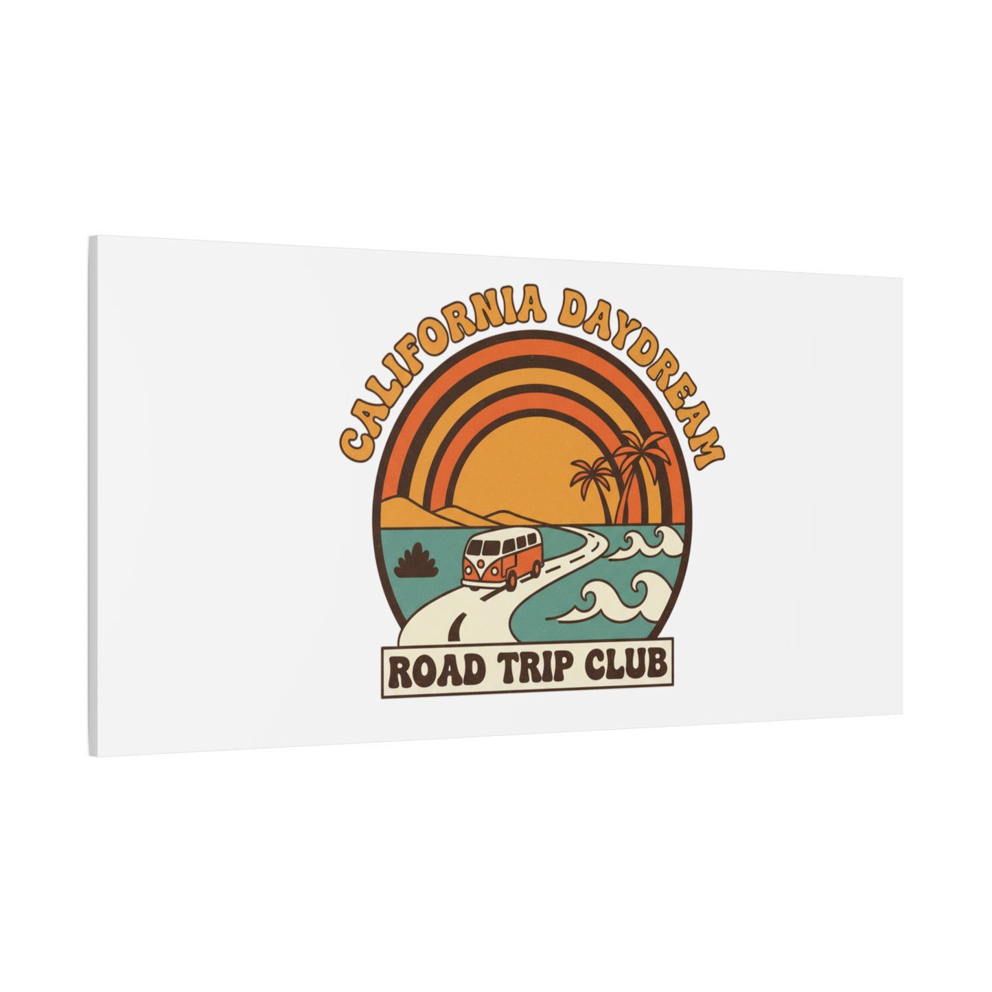 California Daydream Road Trip Club Canvas | 70s Sunset Retro Palm Poster