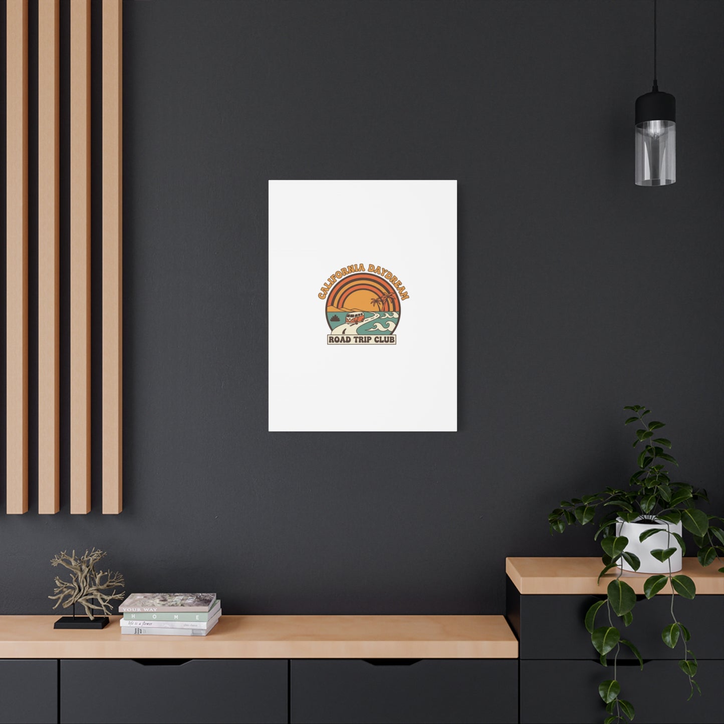 California Daydream Road Trip Club Canvas | 70s Sunset Retro Palm Poster