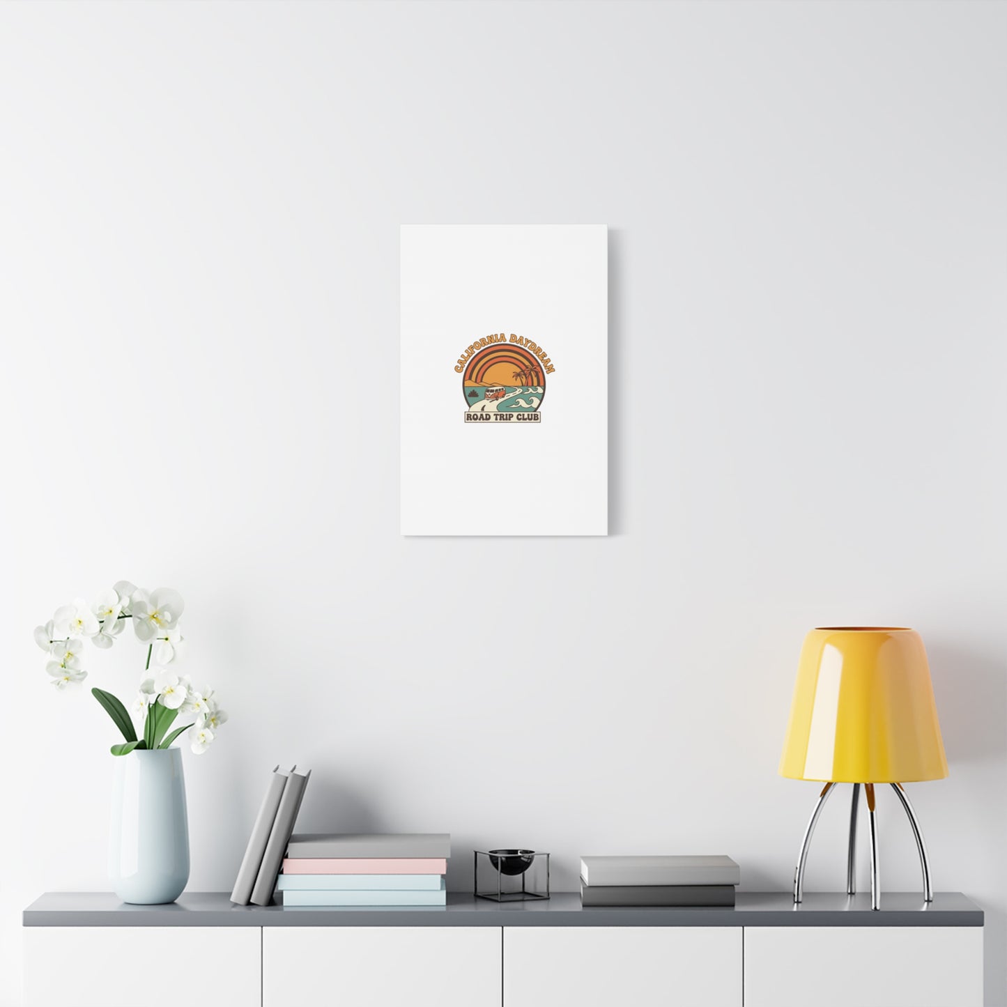 California Daydream Road Trip Club Canvas | 70s Sunset Retro Palm Poster