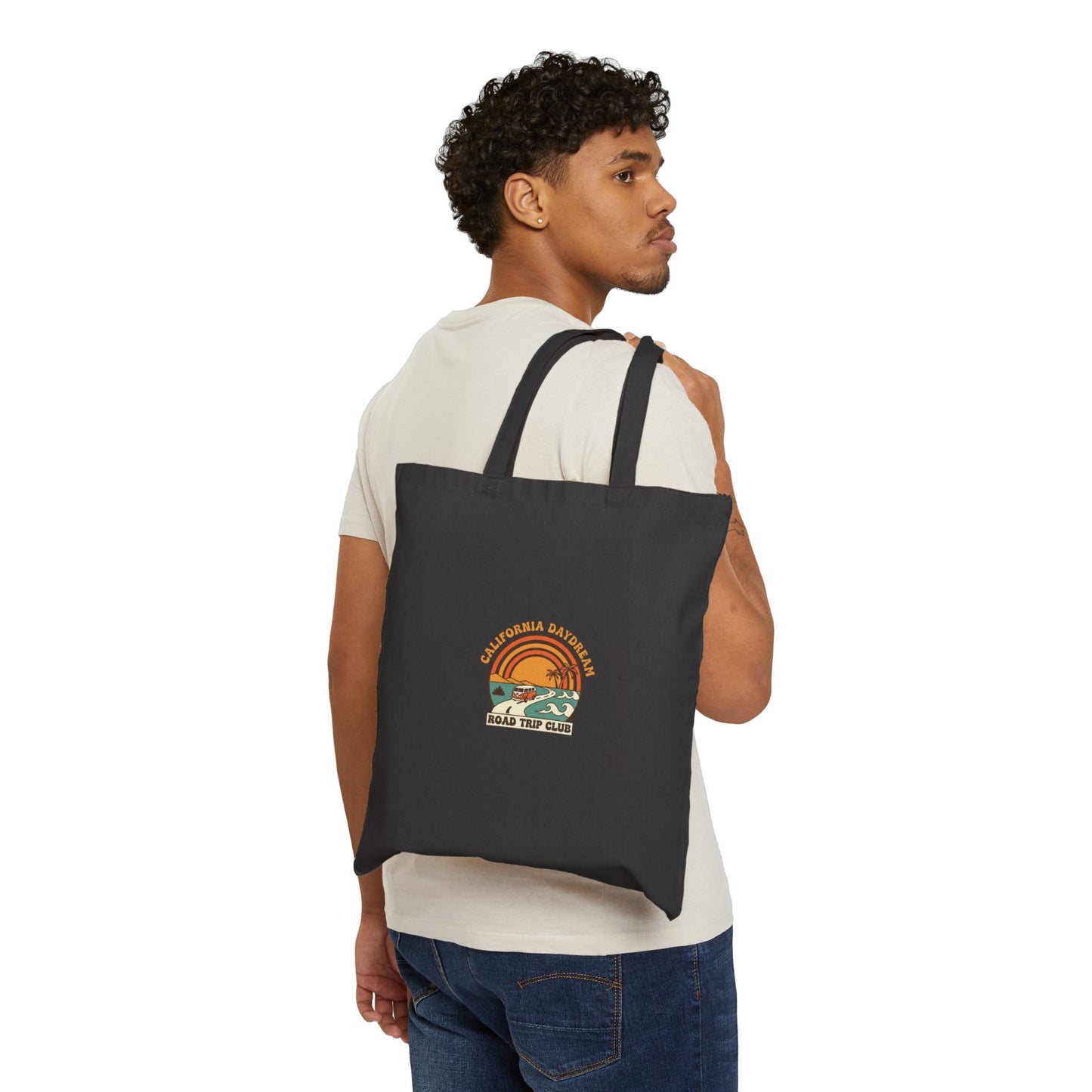 California Road Trip Tote | 70s Sunset Retro Surf Palm, Golden Hour Postcard