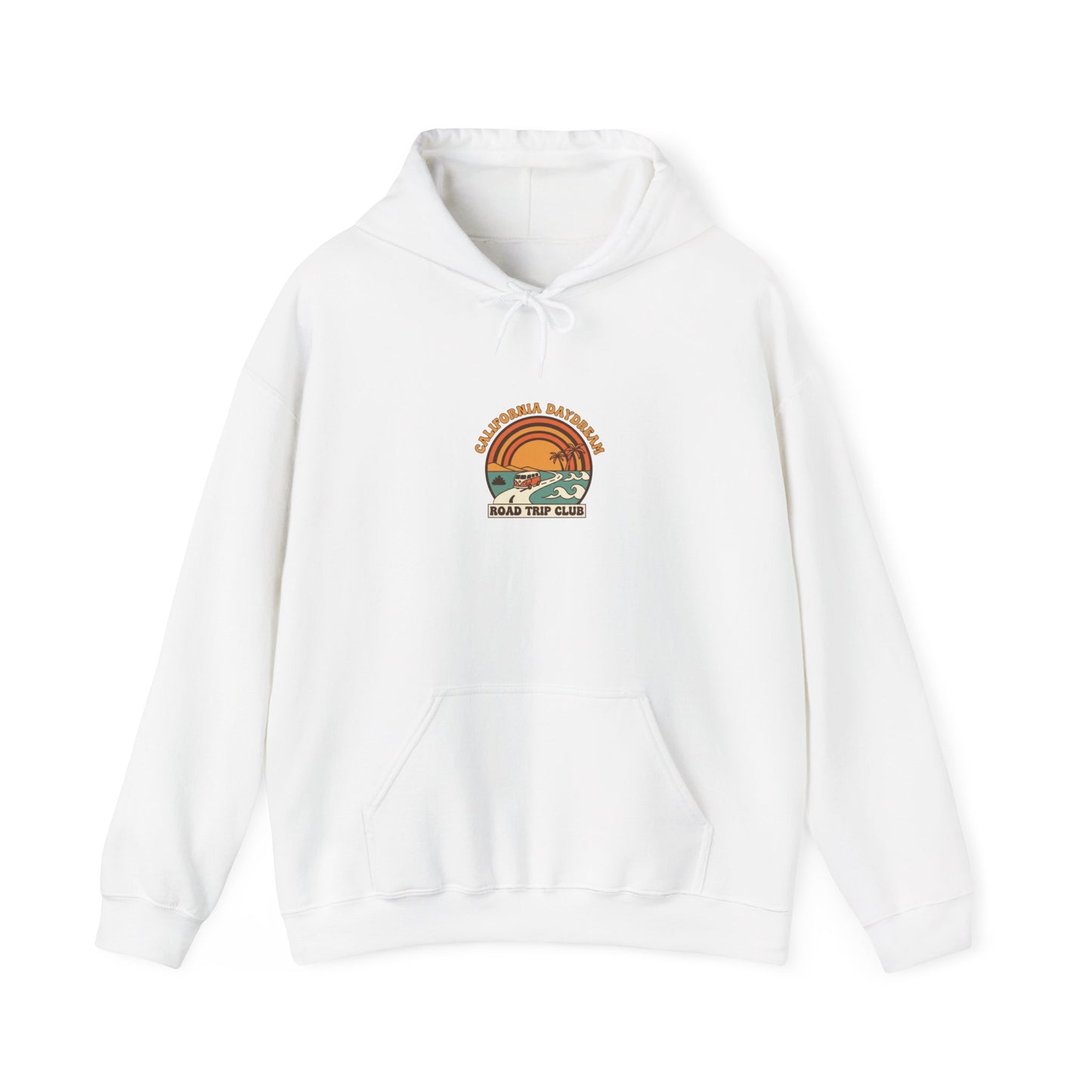 Retro 70s Sunset Surf Hoodie | Analog Sunshine, Vintage Palm Postcard