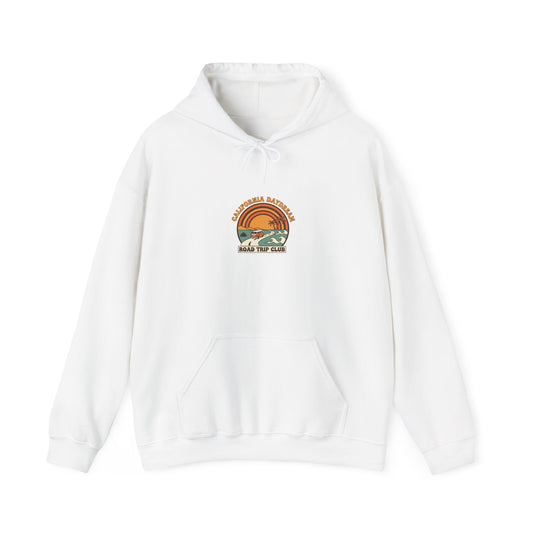 Retro 70s Sunset Surf Hoodie | Analog Sunshine, Vintage Palm Postcard