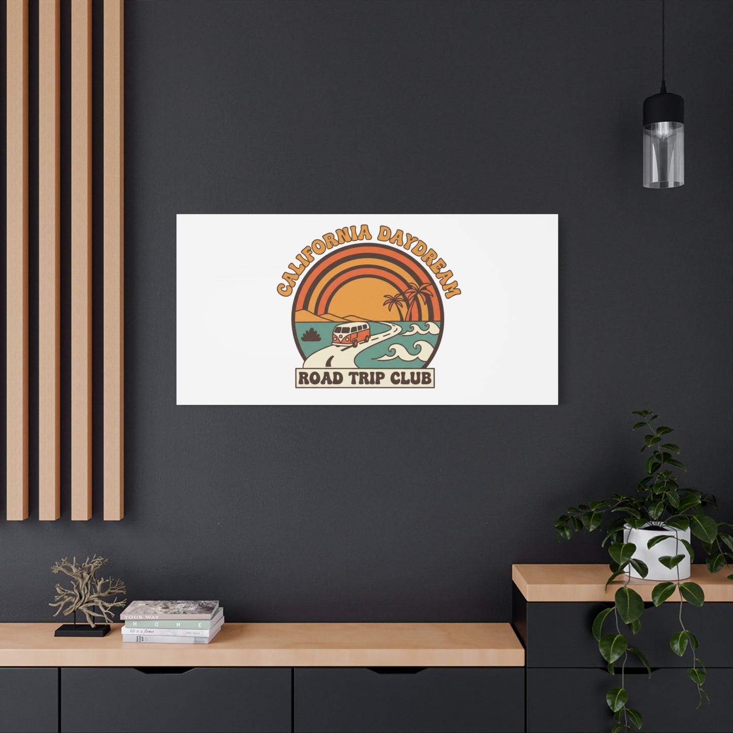 California Daydream Road Trip Club Canvas | 70s Sunset Retro Palm Poster