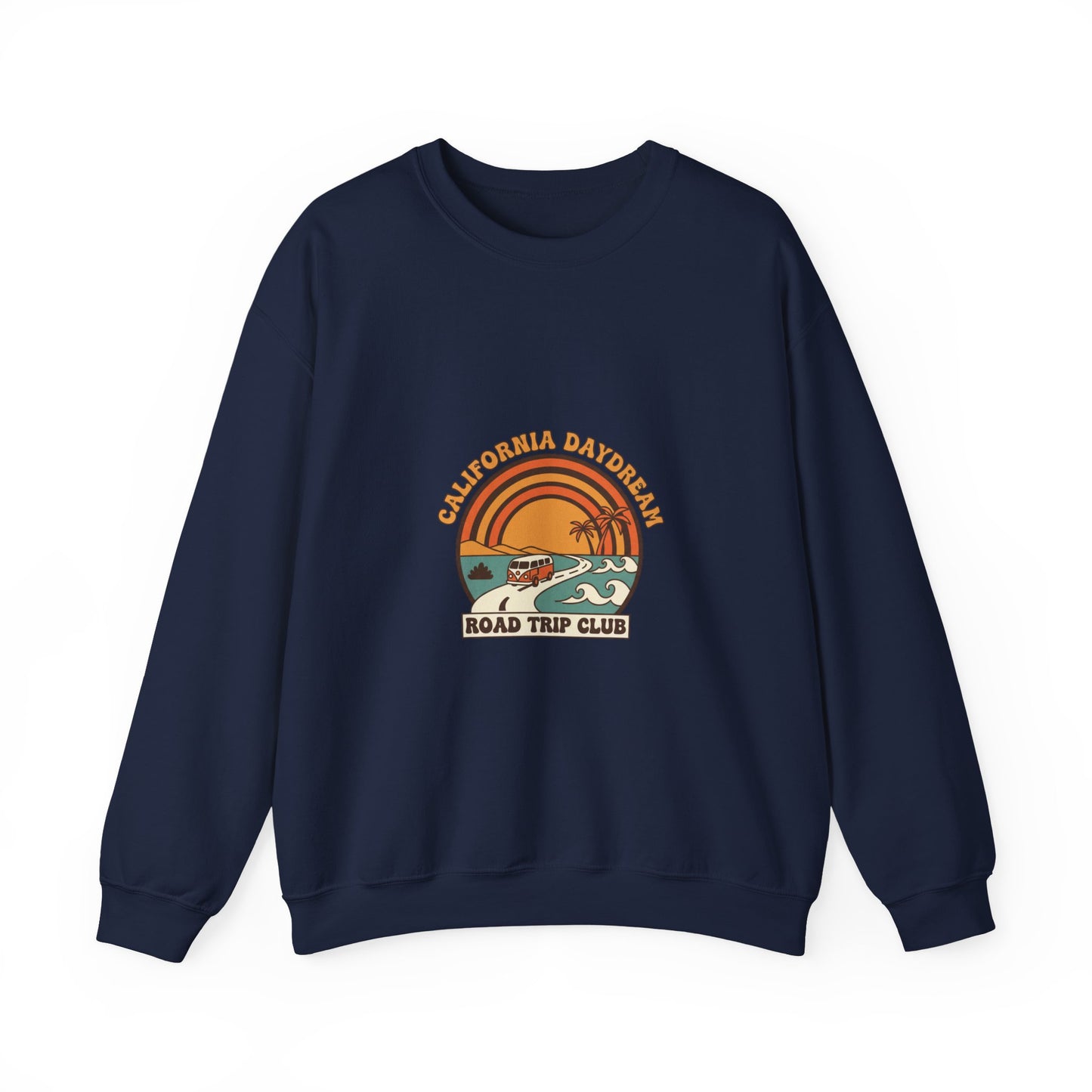 California Road Trip Club Crewneck Sweatshirt | 70s Sunset Retro Surf Graphic