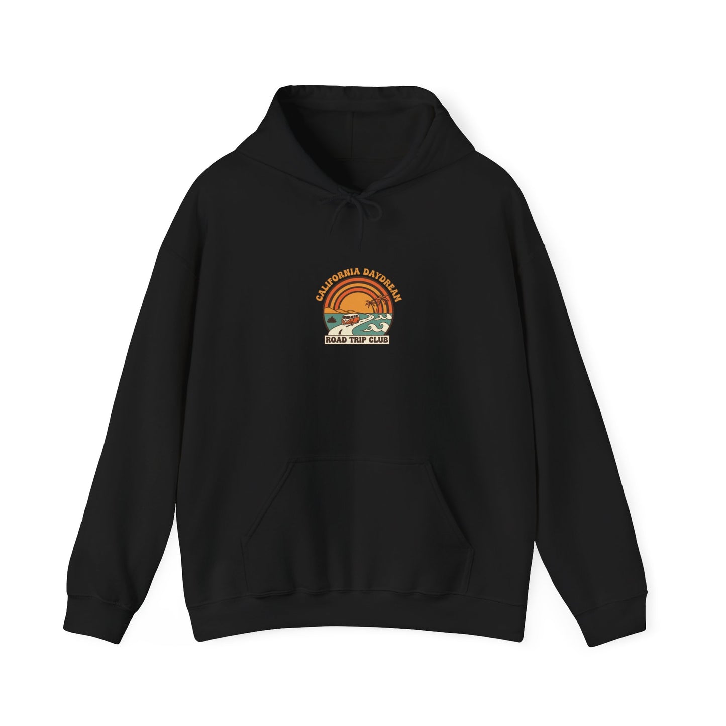 Retro 70s Sunset Surf Hoodie | Analog Sunshine, Vintage Palm Postcard