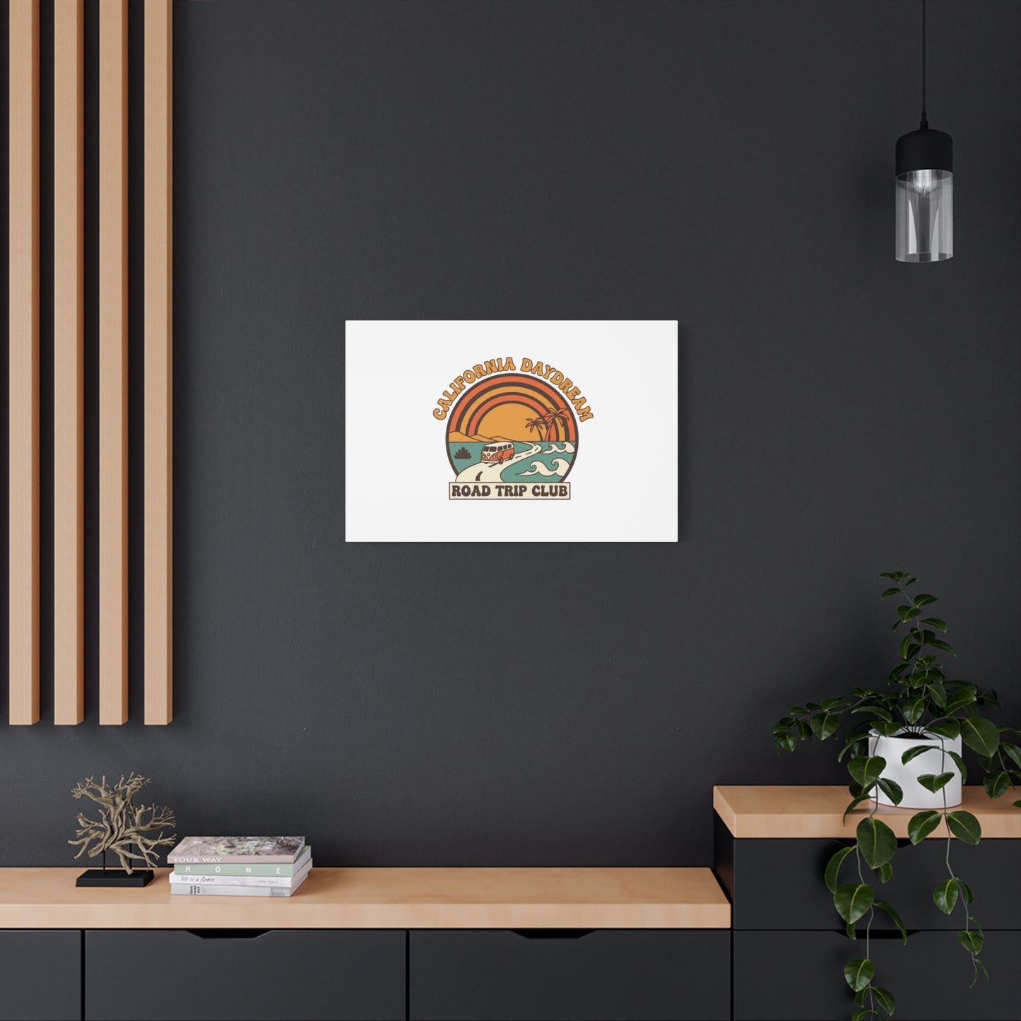 California Daydream Road Trip Club Canvas | 70s Sunset Retro Palm Poster