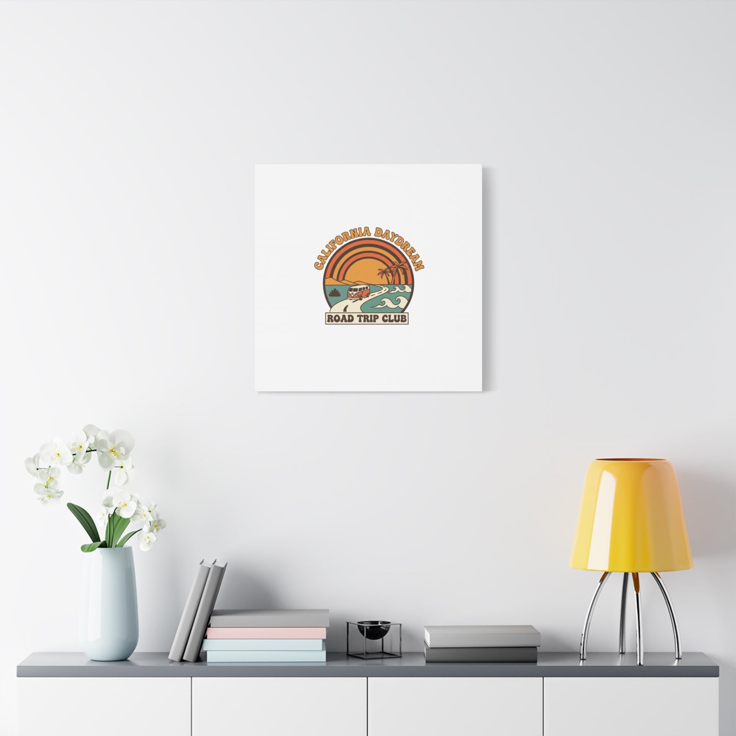 California Daydream Road Trip Club Canvas | 70s Sunset Retro Palm Poster