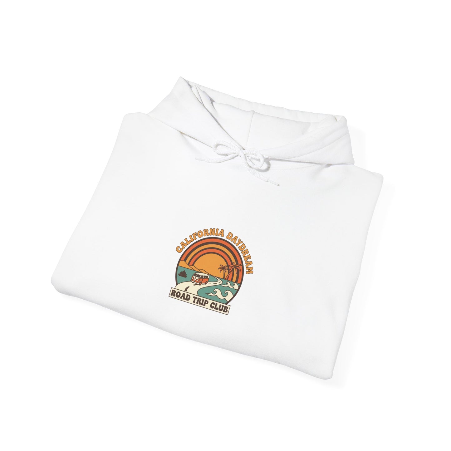 Retro 70s Sunset Surf Hoodie | Analog Sunshine, Vintage Palm Postcard