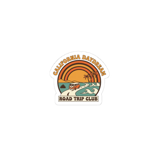California Daydream Road Trip Sticker | 70s Sunset, Retro Palm Postcard