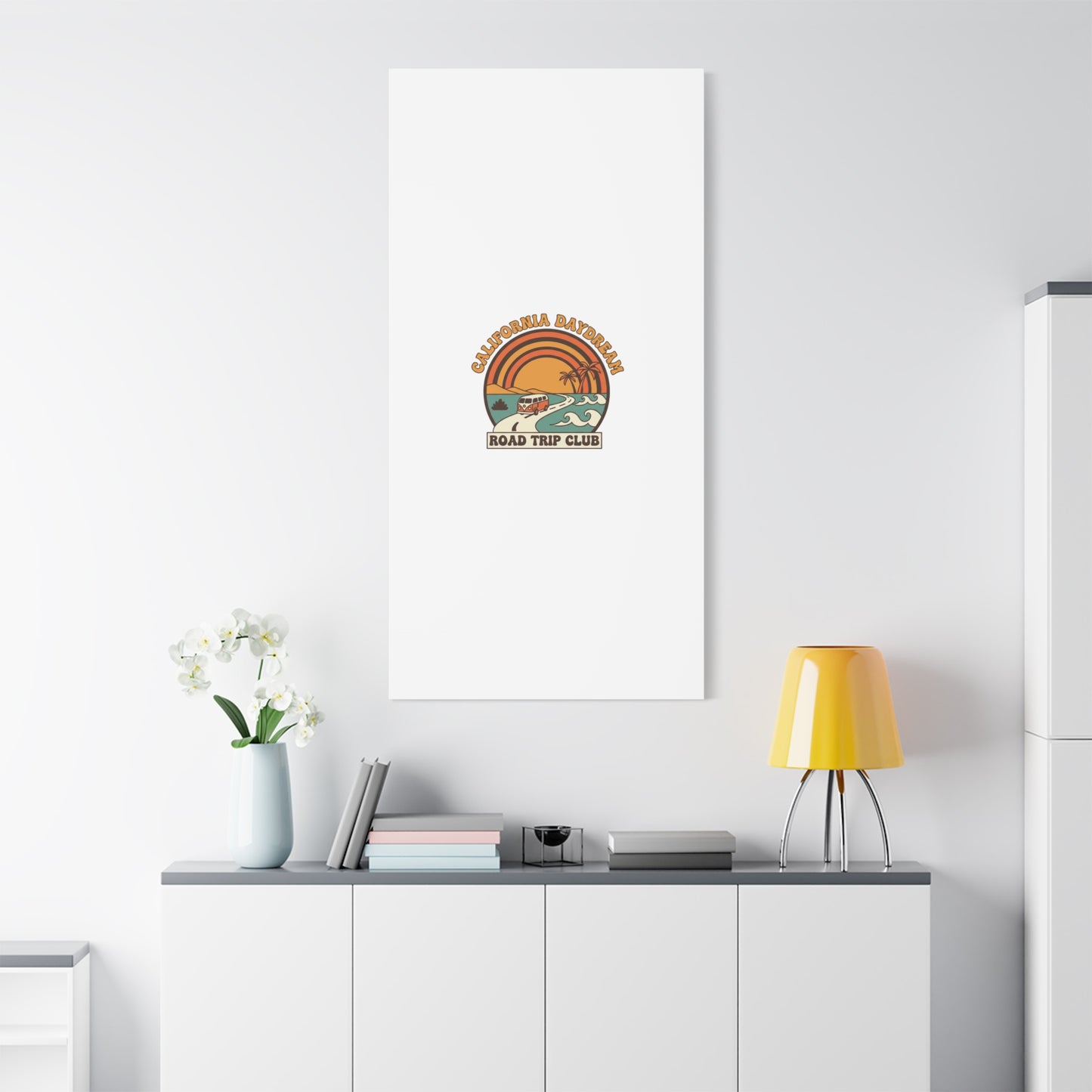 California Daydream Road Trip Club Canvas | 70s Sunset Retro Palm Poster