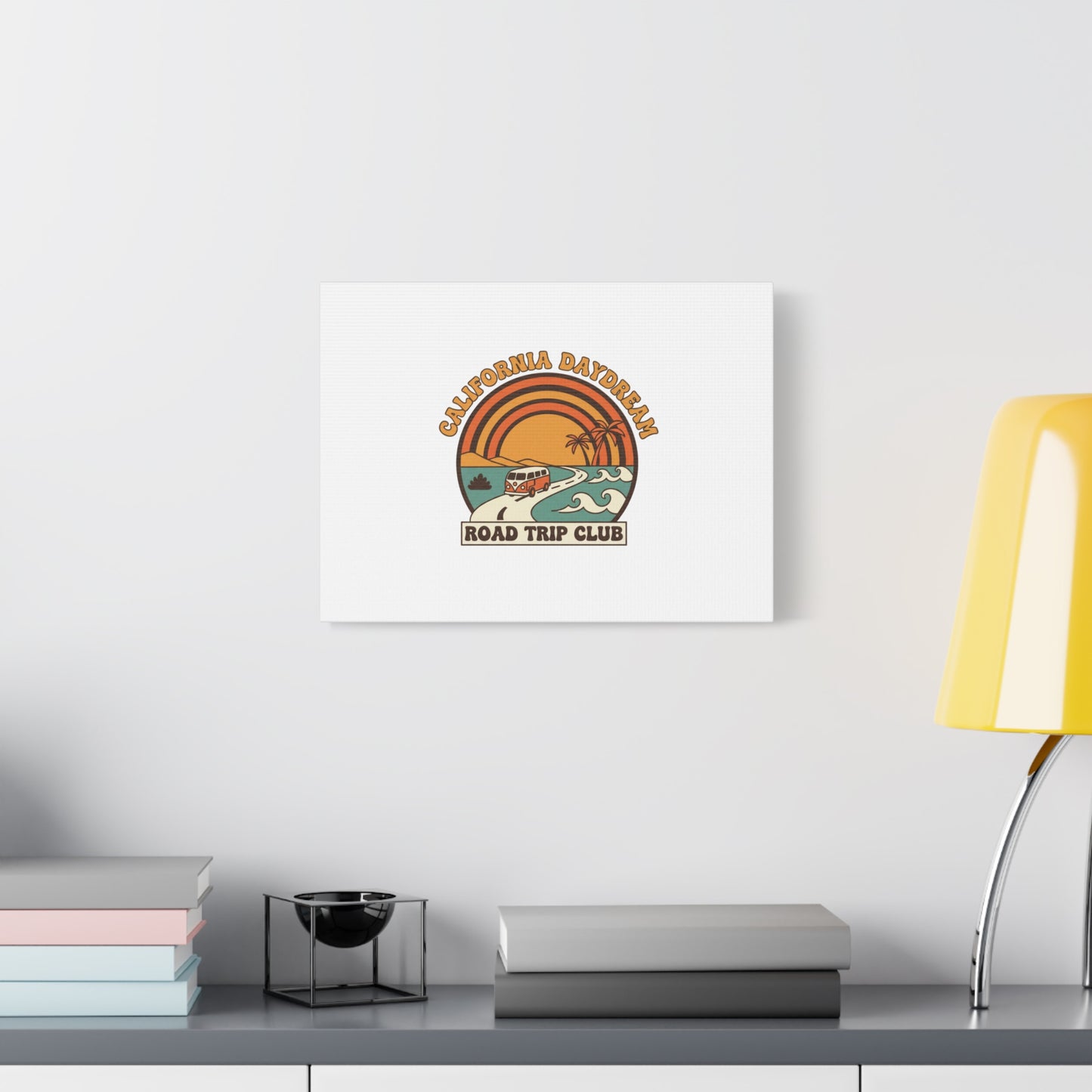 California Daydream Road Trip Club Canvas | 70s Sunset Retro Palm Poster