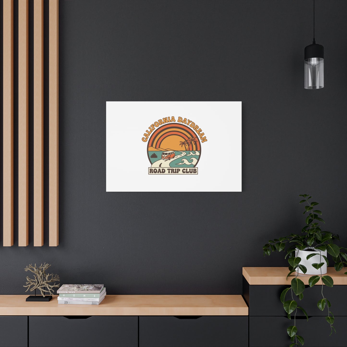 California Daydream Road Trip Club Canvas | 70s Sunset Retro Palm Poster