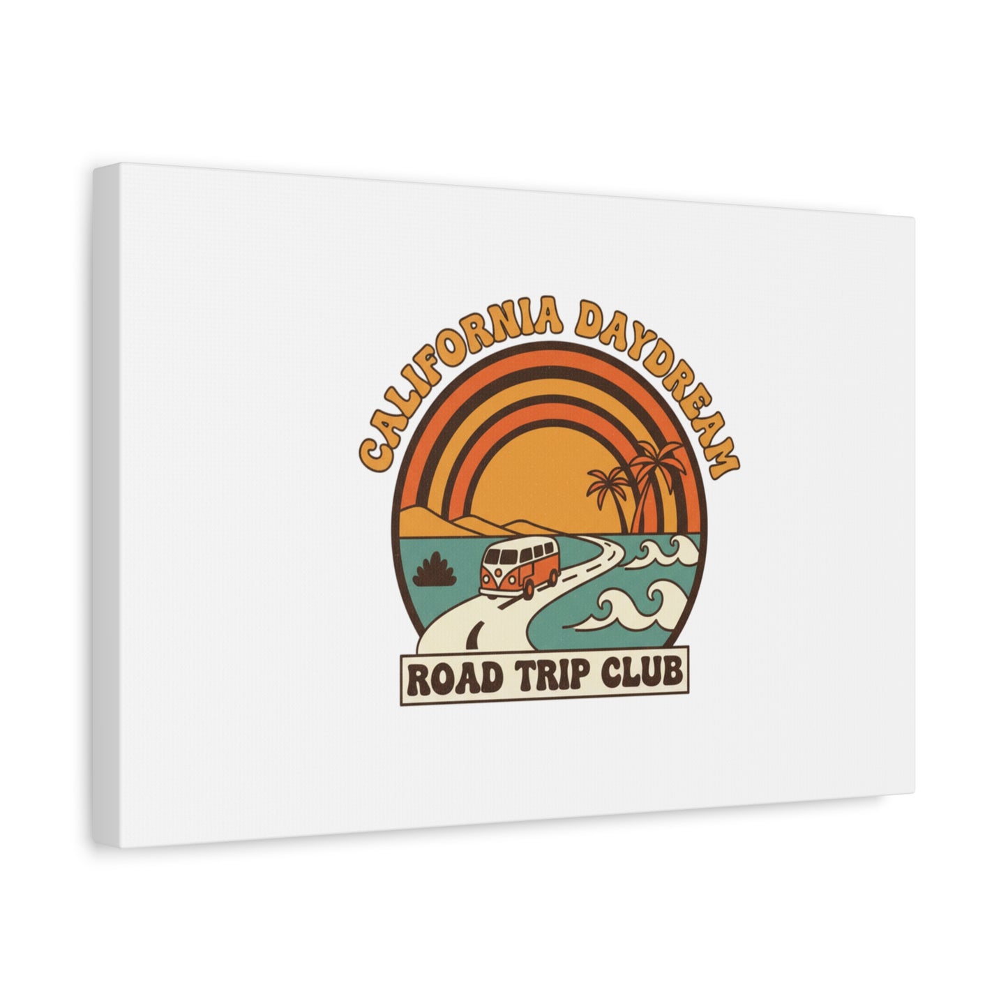 California Daydream Road Trip Club Canvas | 70s Sunset Retro Palm Poster