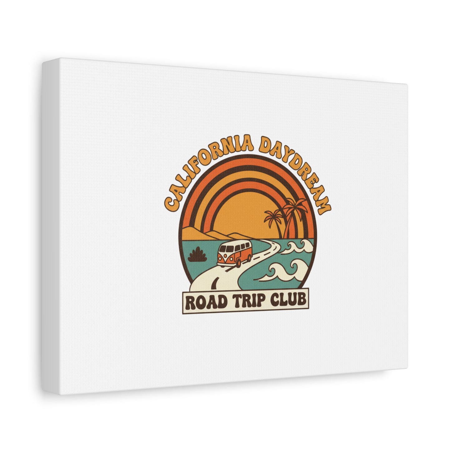 California Daydream Road Trip Club Canvas | 70s Sunset Retro Palm Poster