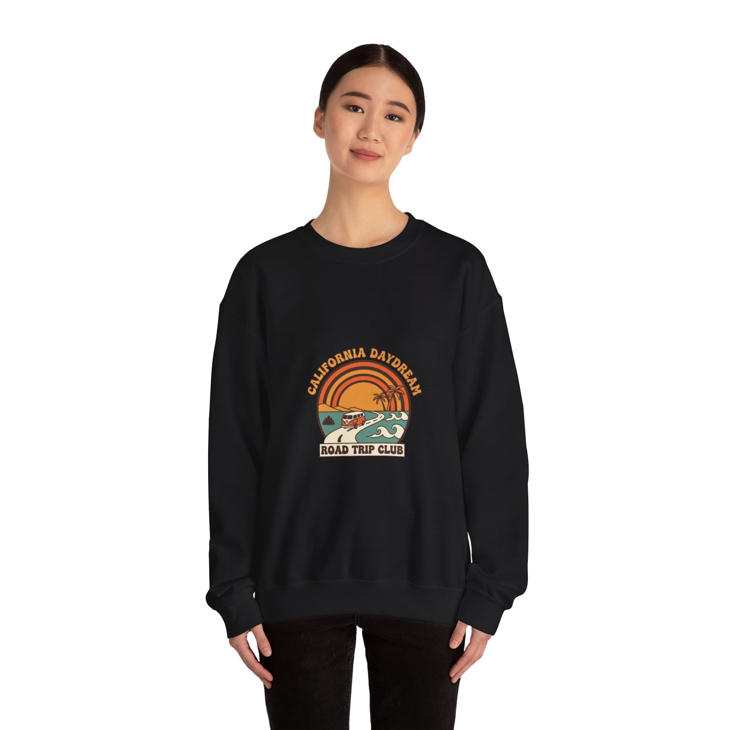 California Road Trip Club Crewneck Sweatshirt | 70s Sunset Retro Surf Graphic