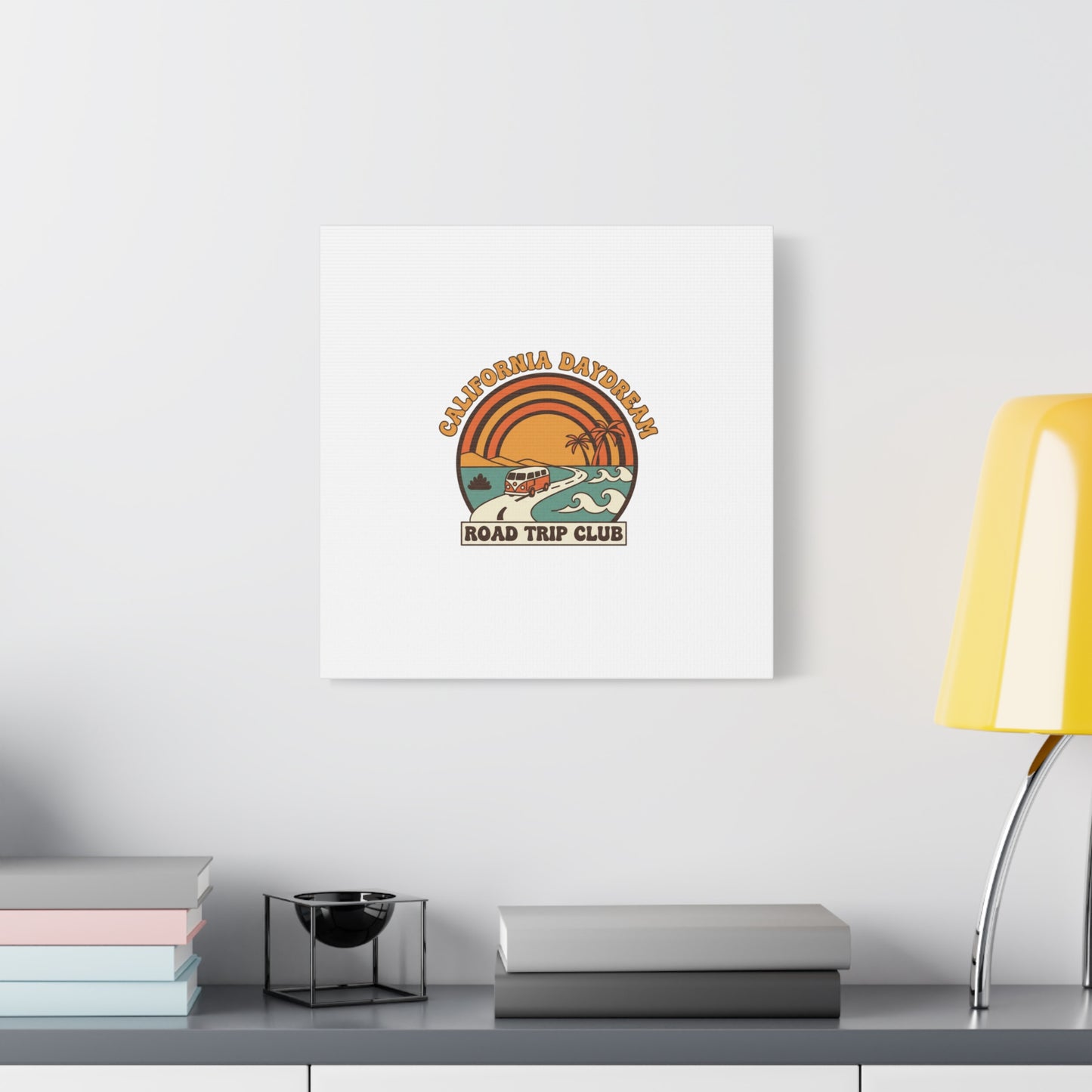 California Daydream Road Trip Club Canvas | 70s Sunset Retro Palm Poster