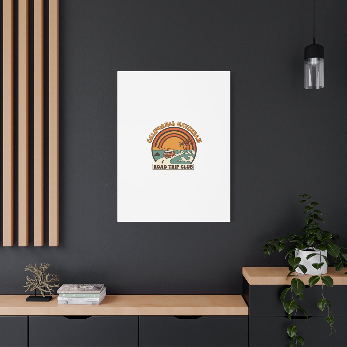 California Daydream Road Trip Club Canvas | 70s Sunset Retro Palm Poster