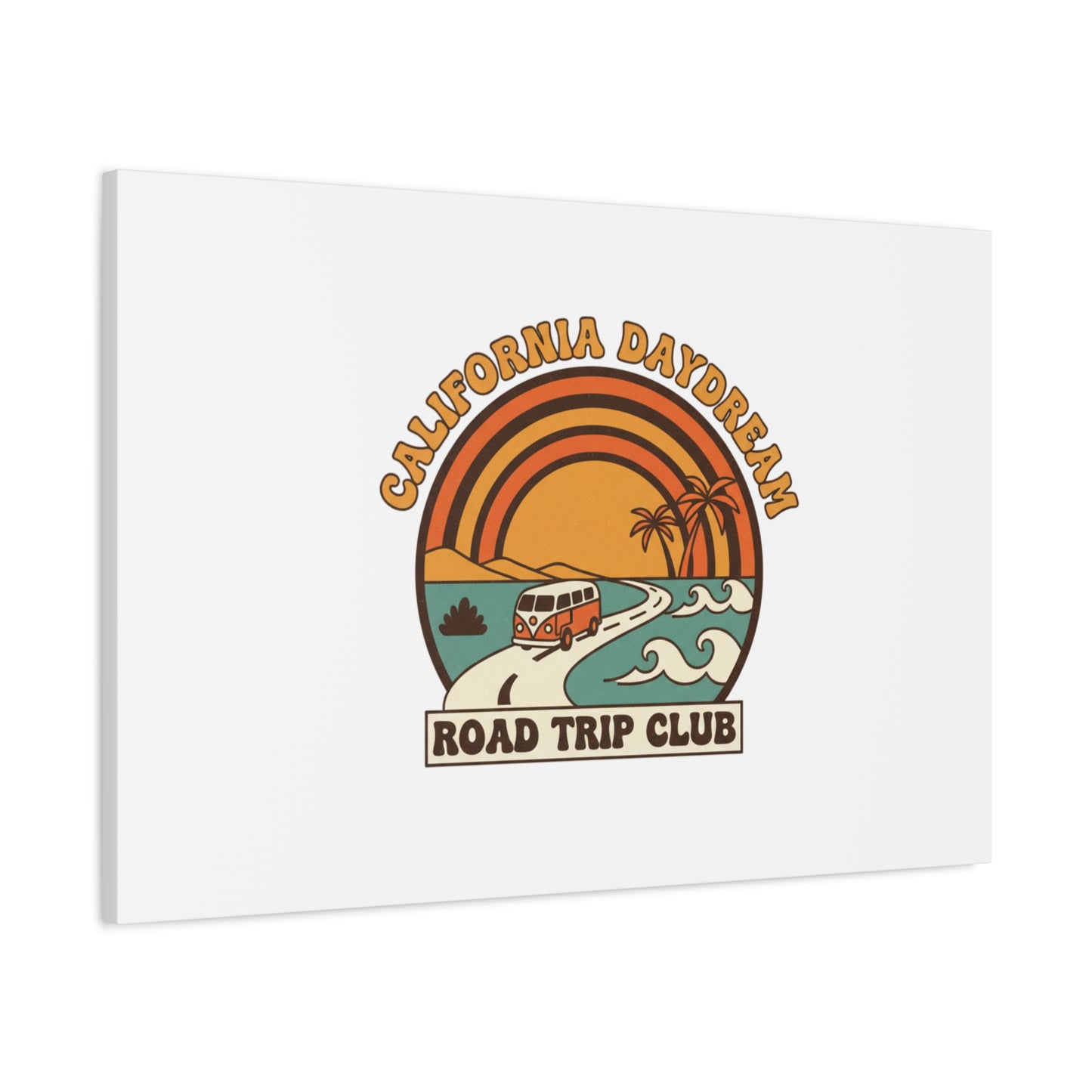 California Daydream Road Trip Club Canvas | 70s Sunset Retro Palm Poster