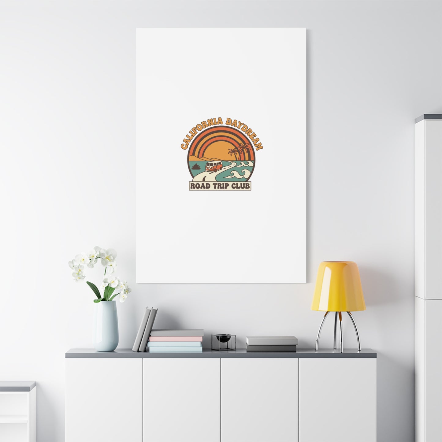 California Daydream Road Trip Club Canvas | 70s Sunset Retro Palm Poster