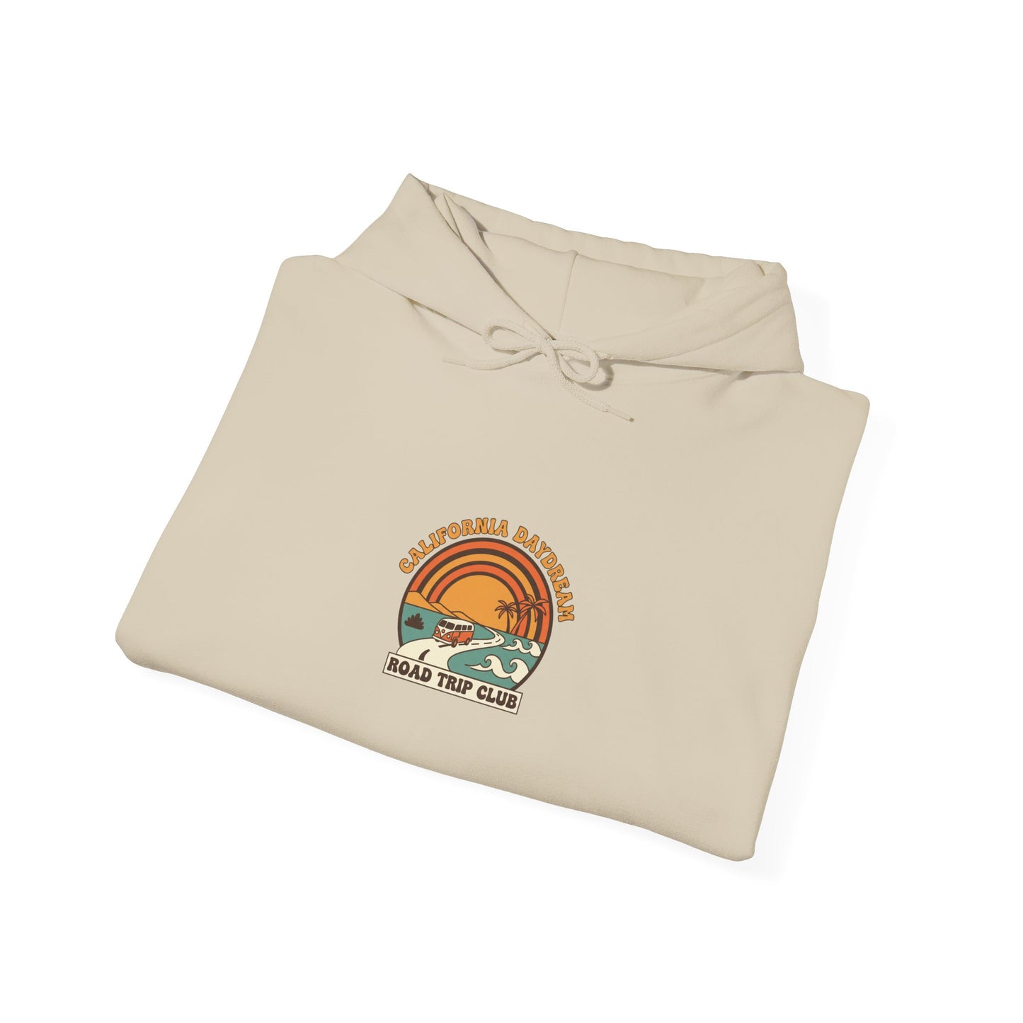 Retro 70s Sunset Surf Hoodie | Analog Sunshine, Vintage Palm Postcard