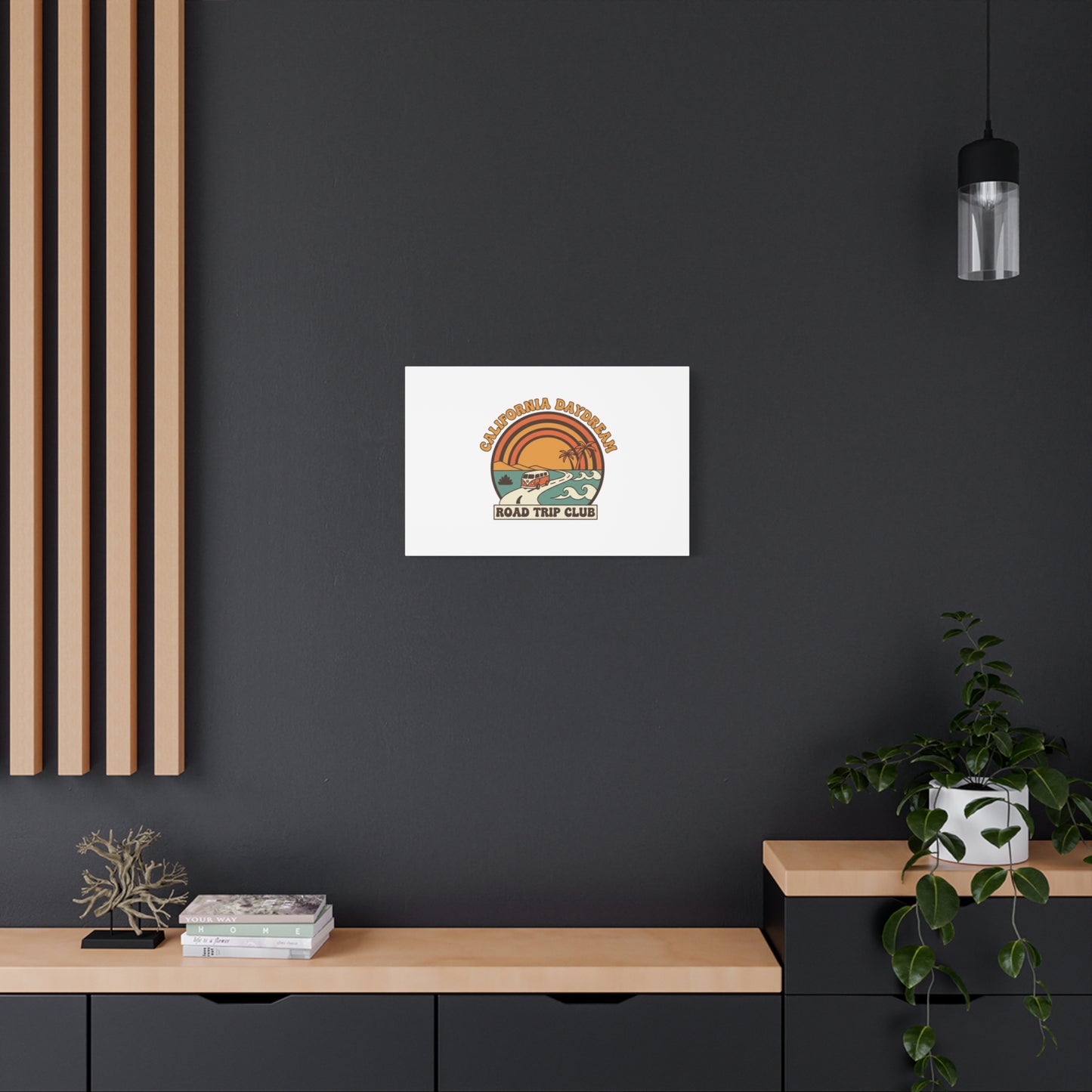 California Daydream Road Trip Club Canvas | 70s Sunset Retro Palm Poster