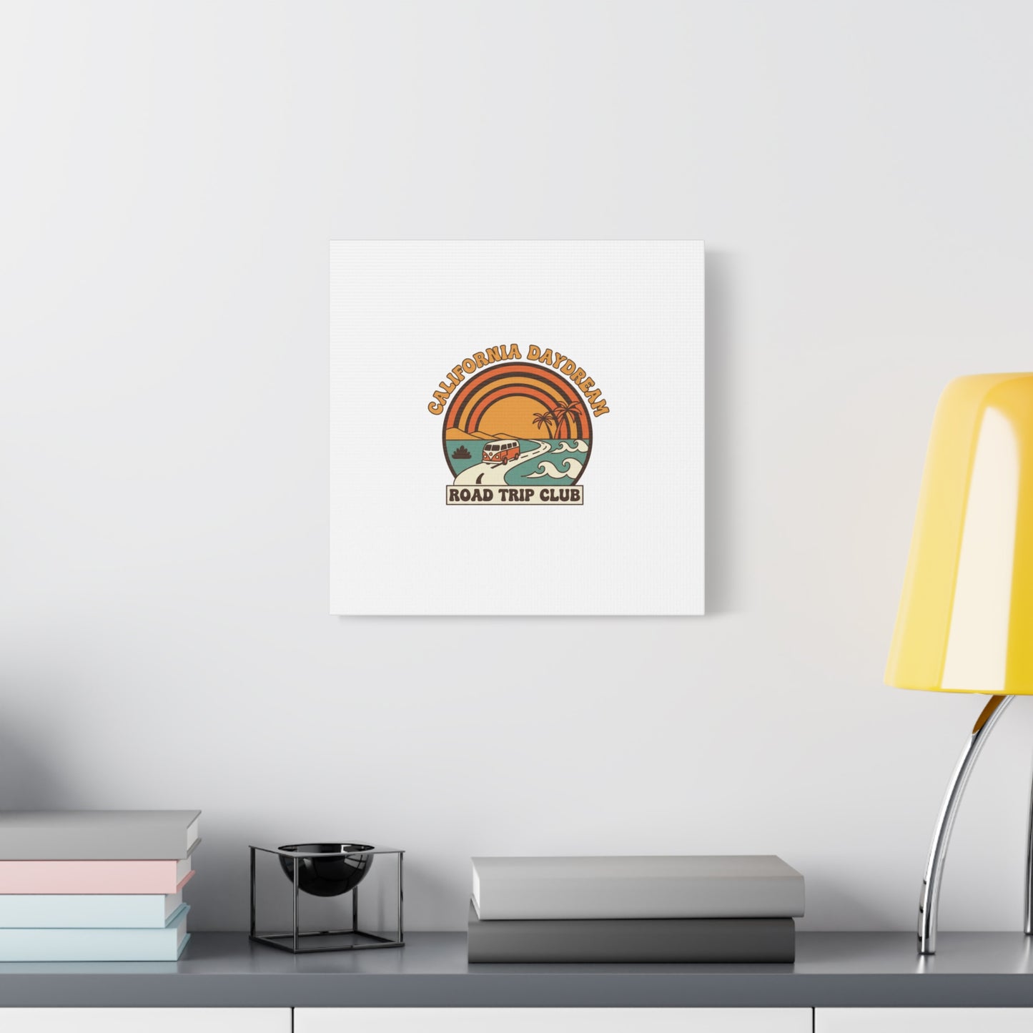 California Daydream Road Trip Club Canvas | 70s Sunset Retro Palm Poster