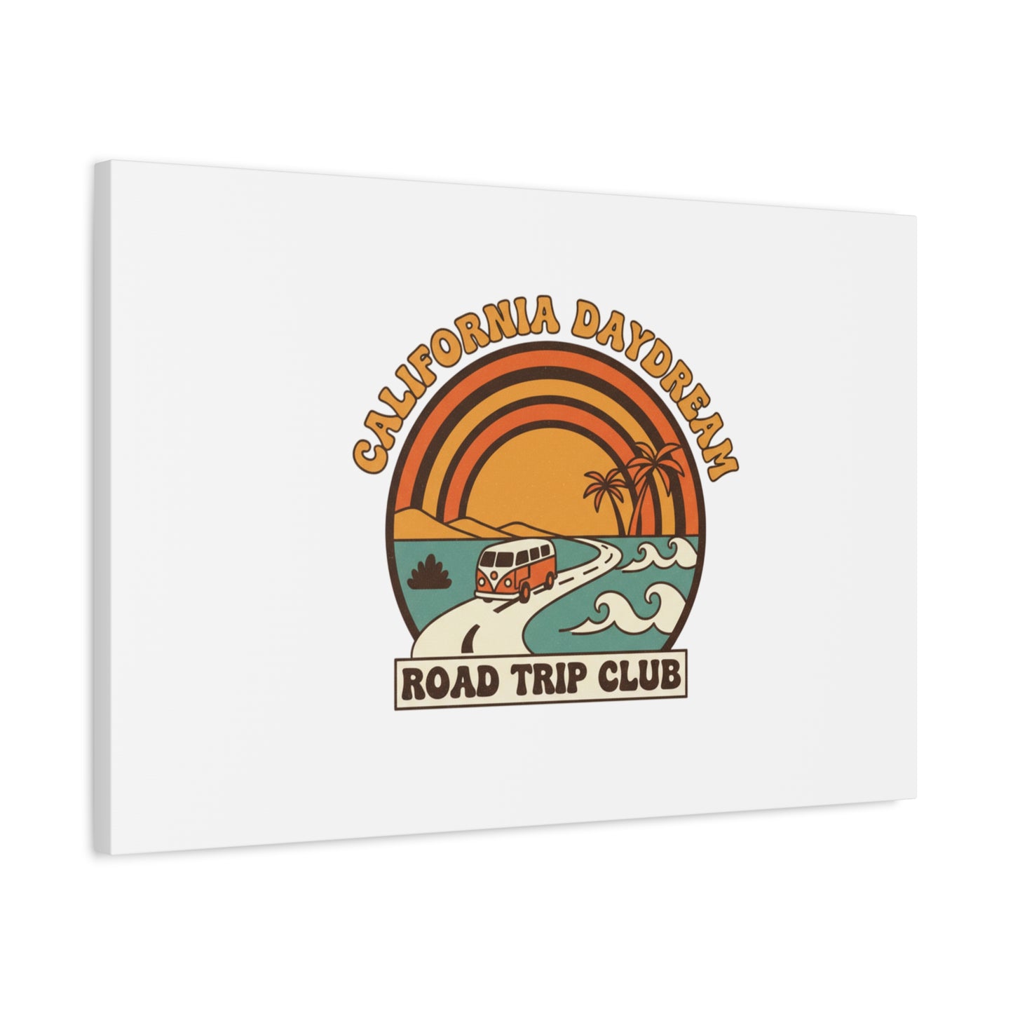 California Daydream Road Trip Club Canvas | 70s Sunset Retro Palm Poster