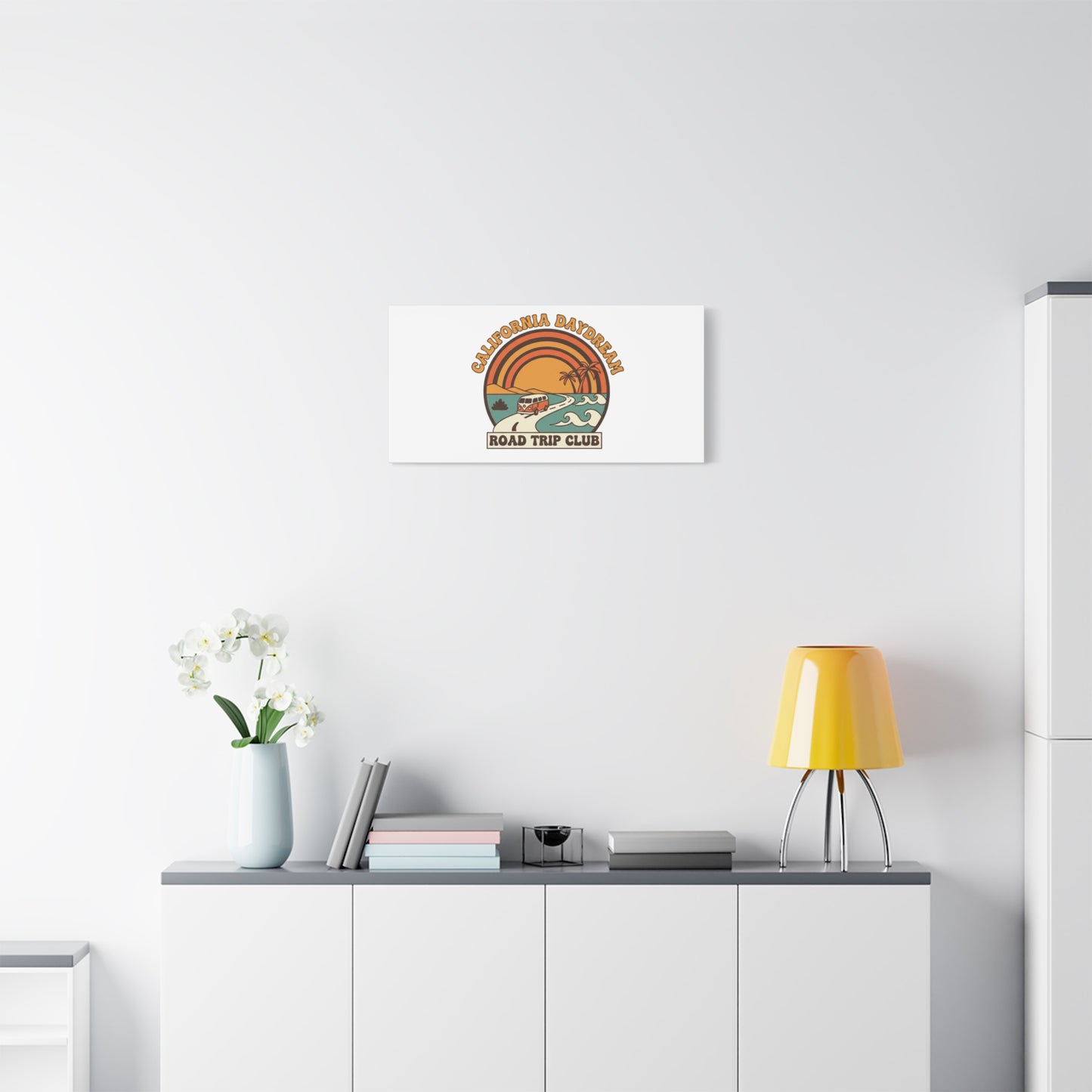California Daydream Road Trip Club Canvas | 70s Sunset Retro Palm Poster