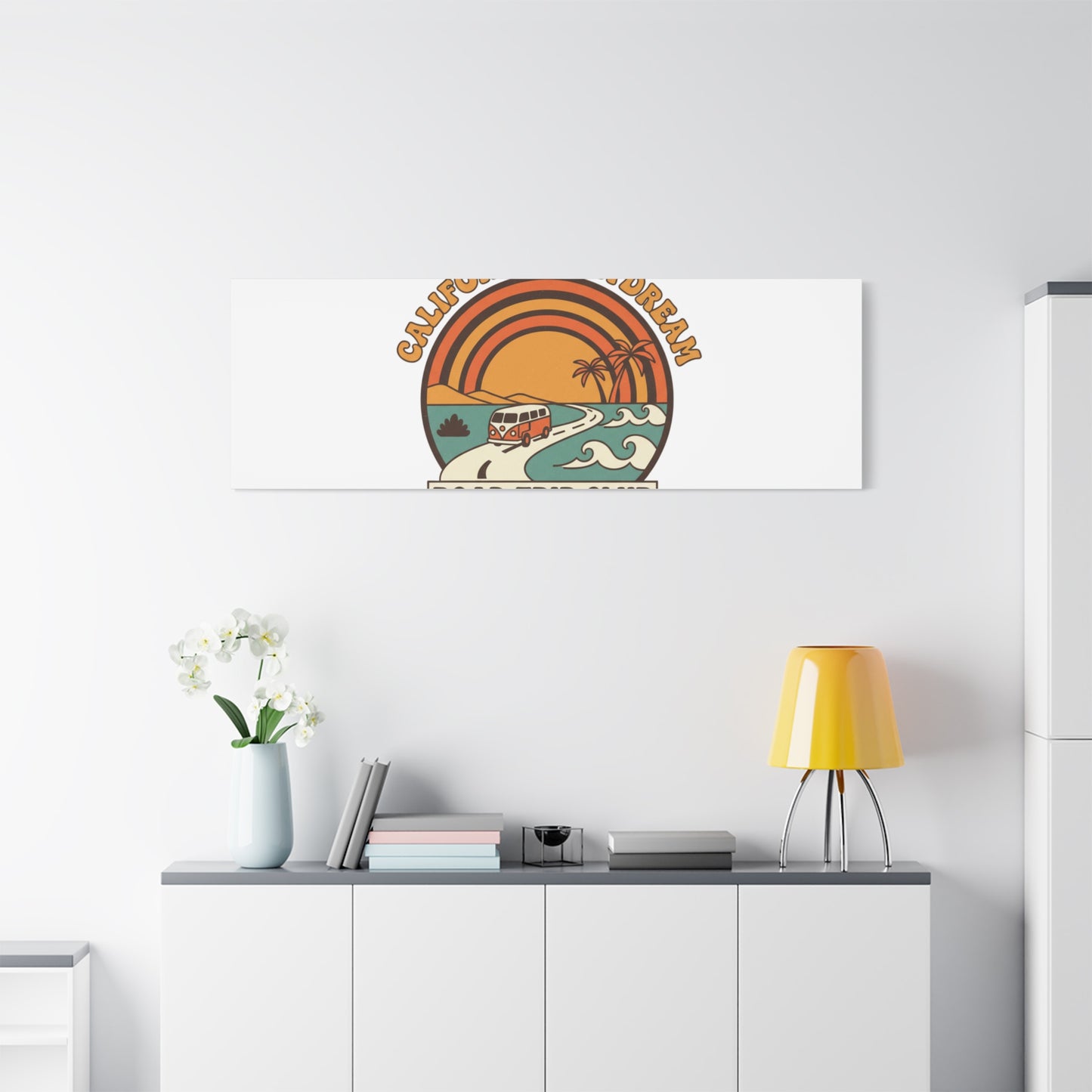 California Daydream Road Trip Club Canvas | 70s Sunset Retro Palm Poster