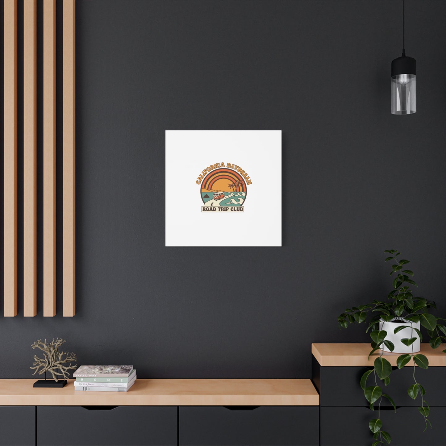 California Daydream Road Trip Club Canvas | 70s Sunset Retro Palm Poster