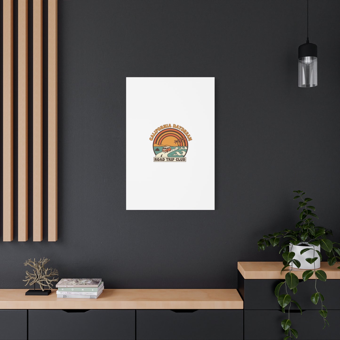 California Daydream Road Trip Club Canvas | 70s Sunset Retro Palm Poster