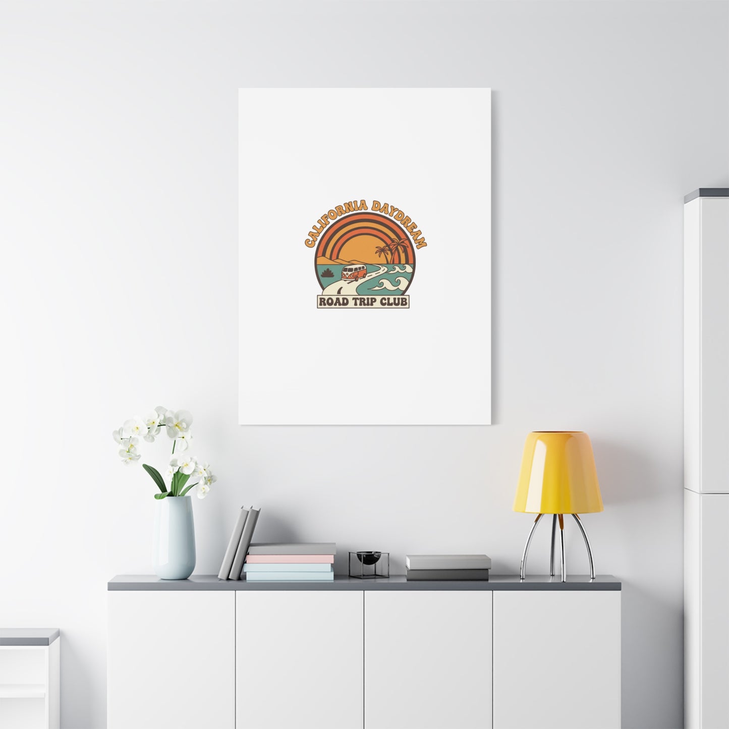 California Daydream Road Trip Club Canvas | 70s Sunset Retro Palm Poster