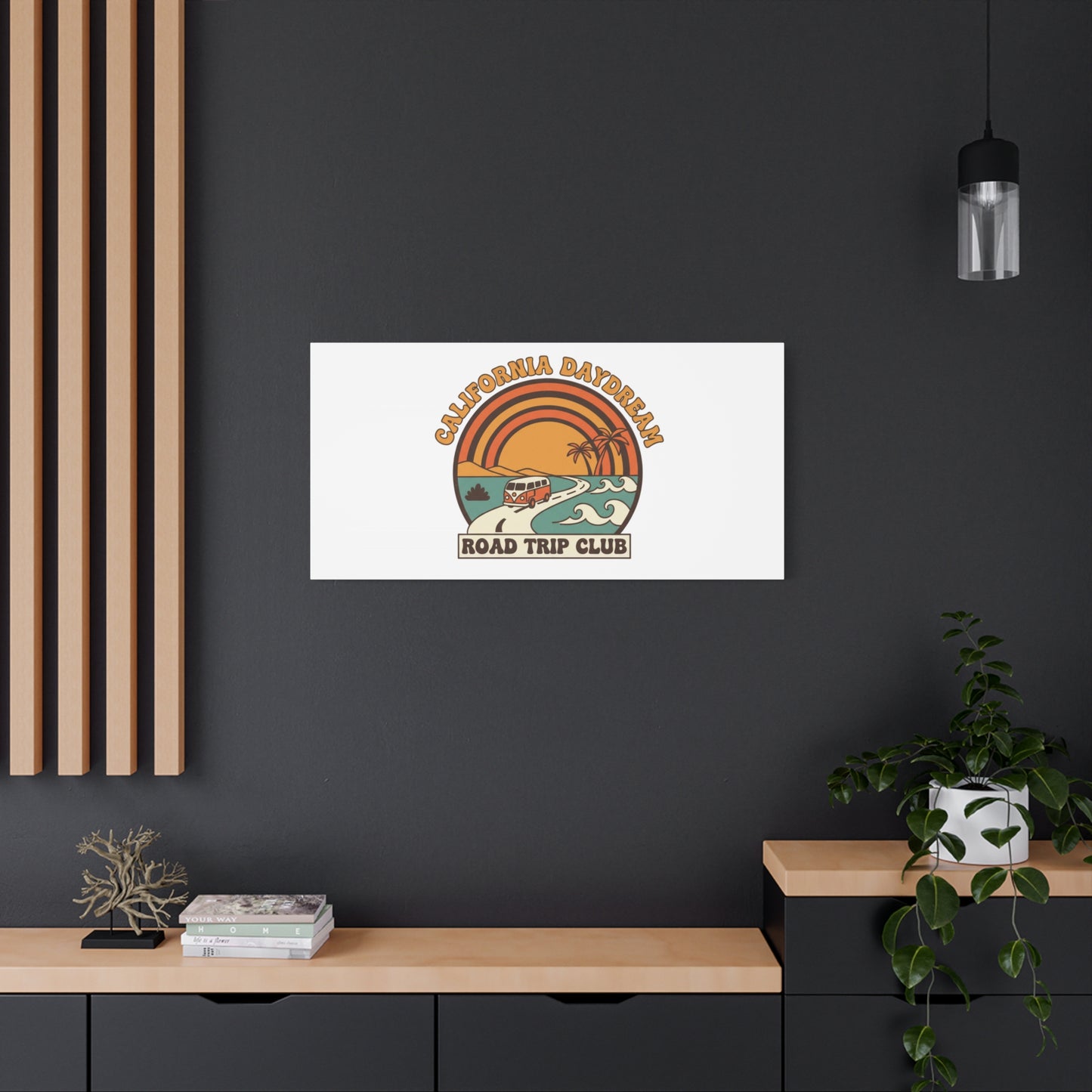 California Daydream Road Trip Club Canvas | 70s Sunset Retro Palm Poster