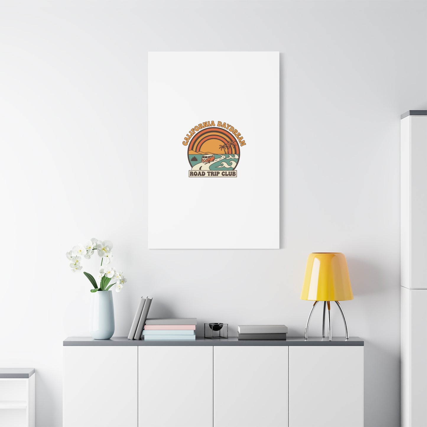 California Daydream Road Trip Club Canvas | 70s Sunset Retro Palm Poster