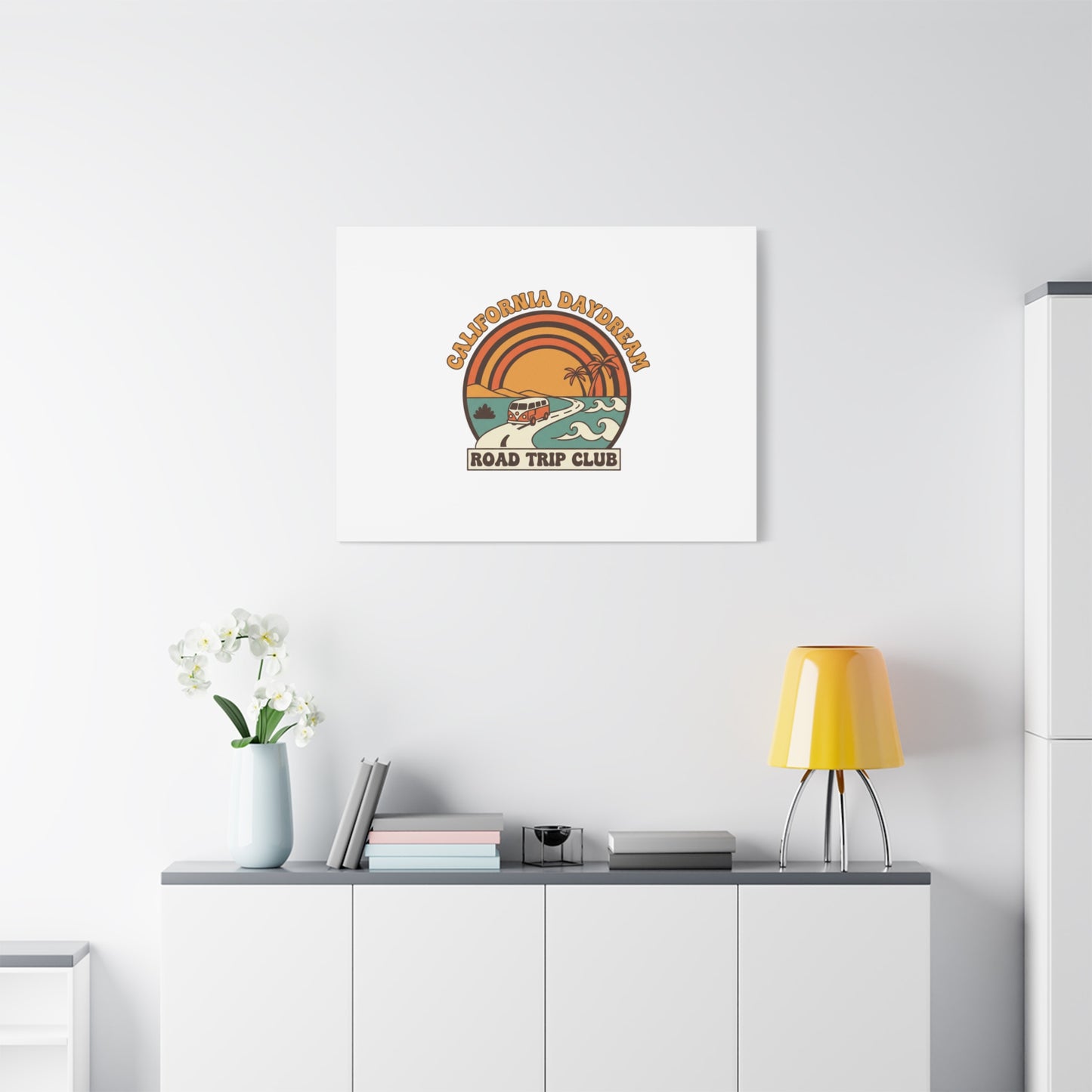California Daydream Road Trip Club Canvas | 70s Sunset Retro Palm Poster