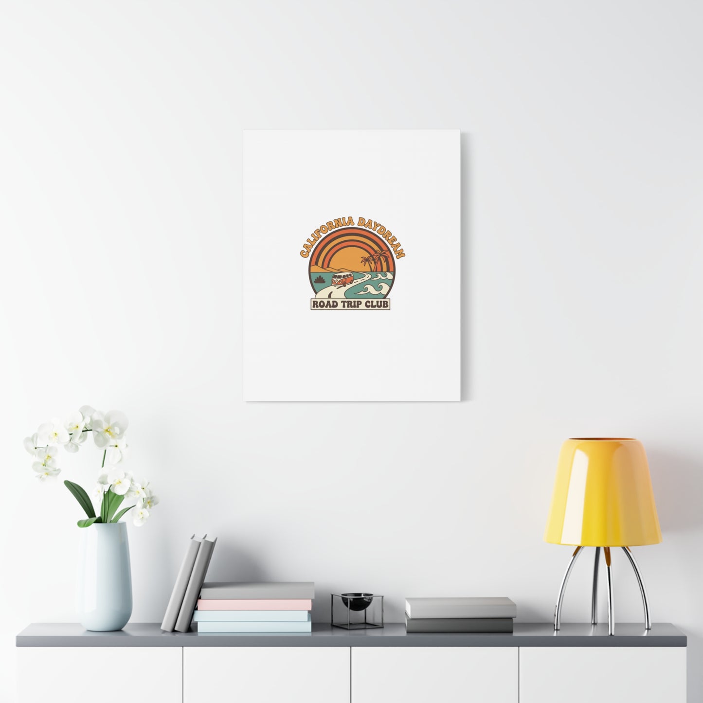 California Daydream Road Trip Club Canvas | 70s Sunset Retro Palm Poster
