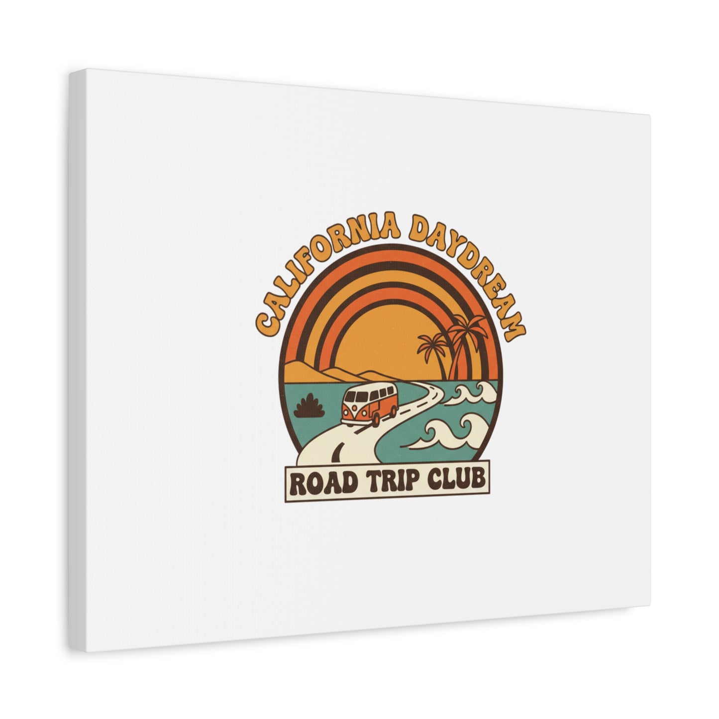 California Daydream Road Trip Club Canvas | 70s Sunset Retro Palm Poster