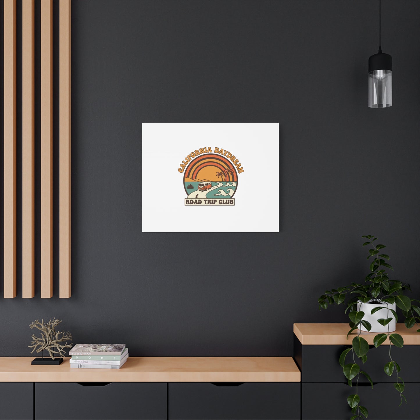 California Daydream Road Trip Club Canvas | 70s Sunset Retro Palm Poster