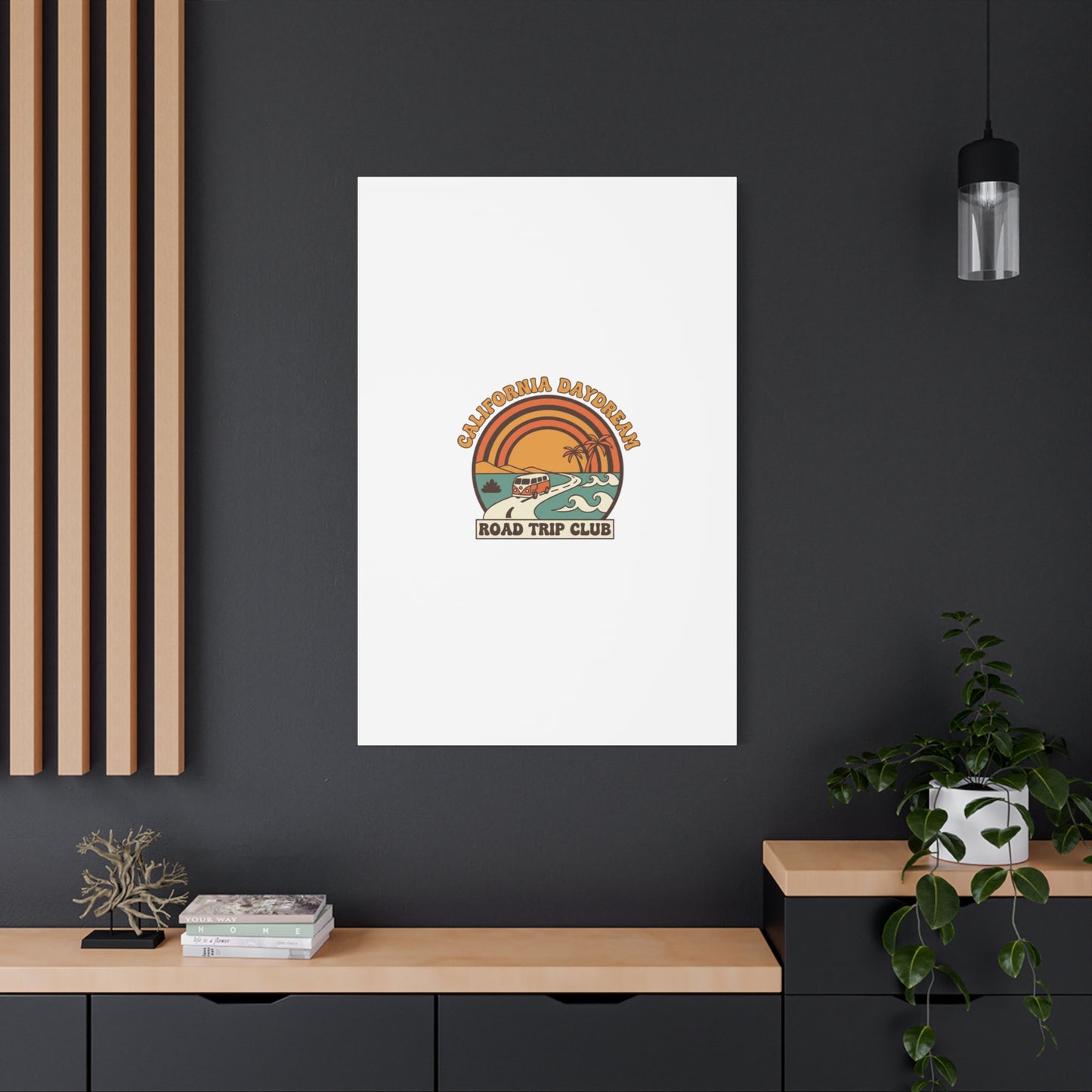 California Daydream Road Trip Club Canvas | 70s Sunset Retro Palm Poster