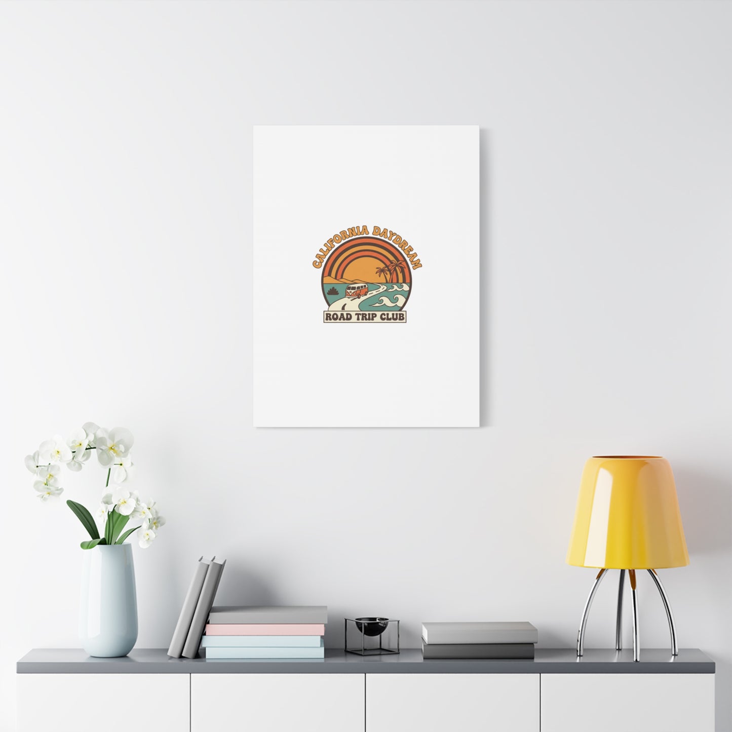 California Daydream Road Trip Club Canvas | 70s Sunset Retro Palm Poster