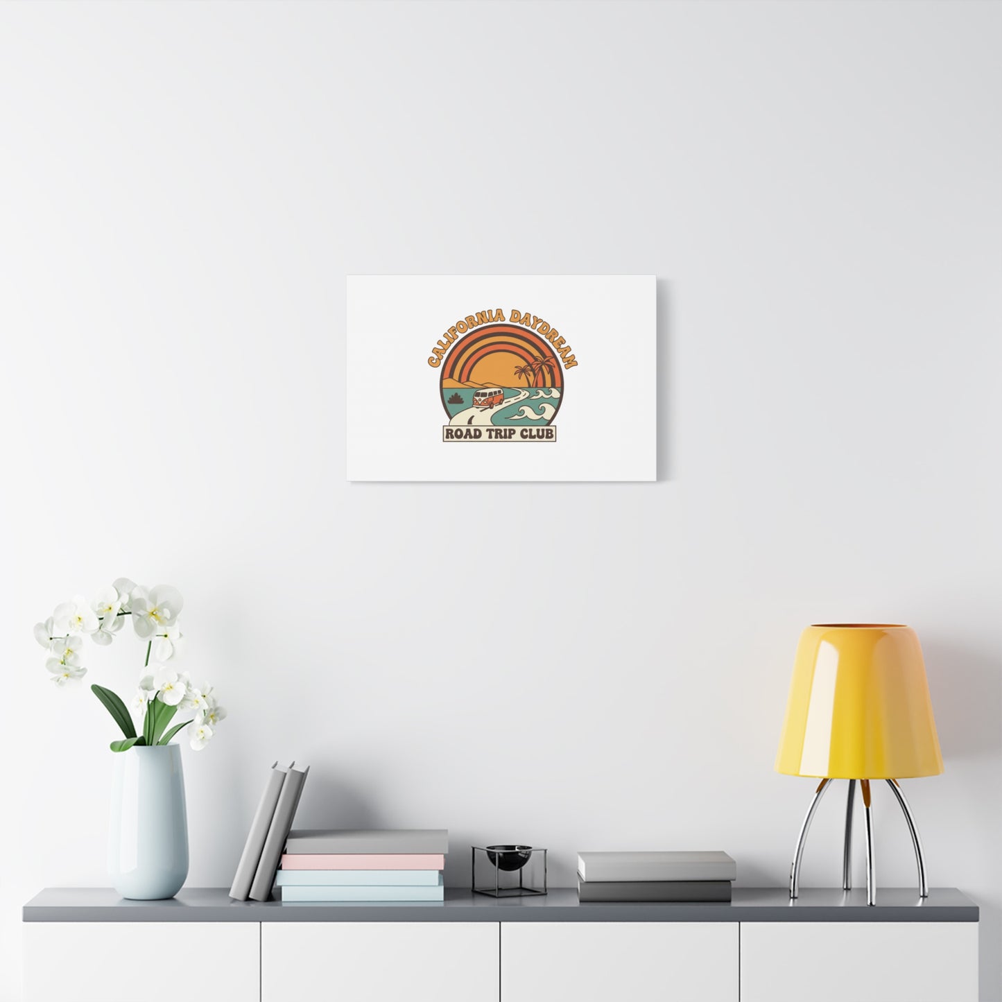 California Daydream Road Trip Club Canvas | 70s Sunset Retro Palm Poster