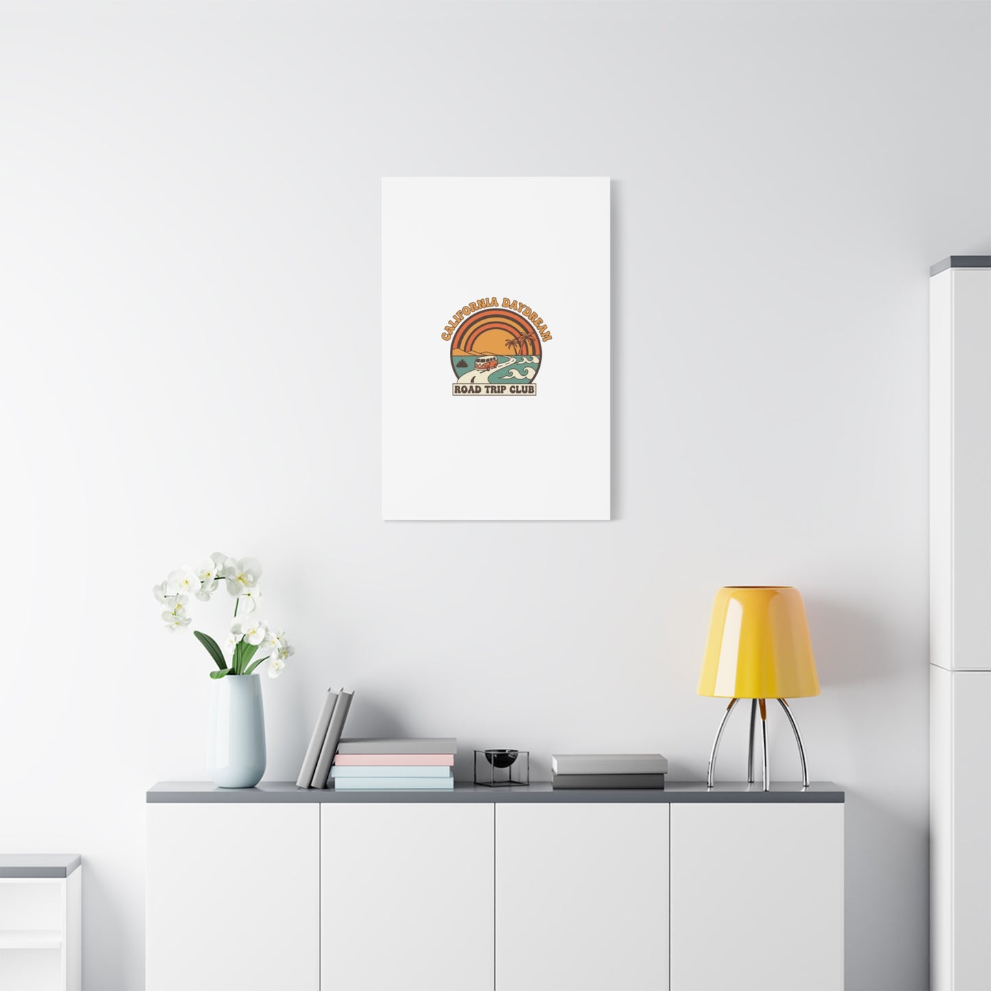 California Daydream Road Trip Club Canvas | 70s Sunset Retro Palm Poster
