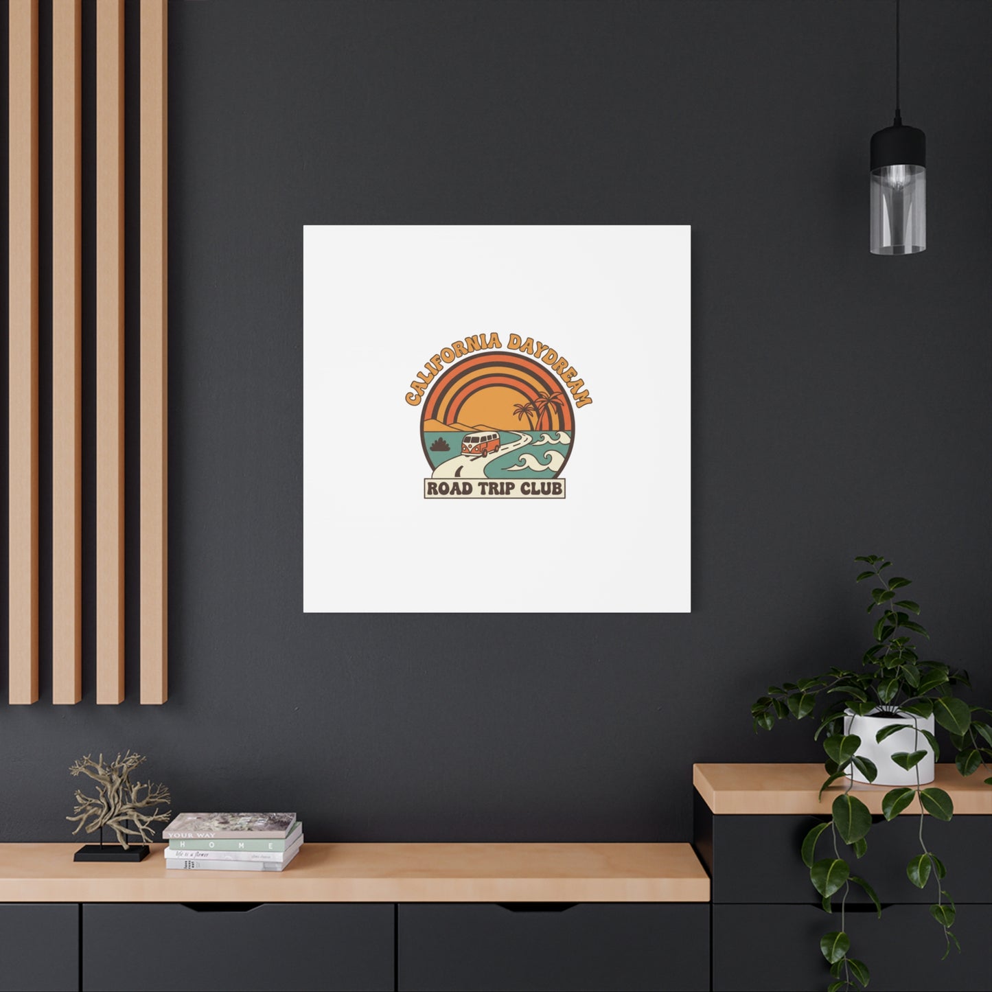 California Daydream Road Trip Club Canvas | 70s Sunset Retro Palm Poster