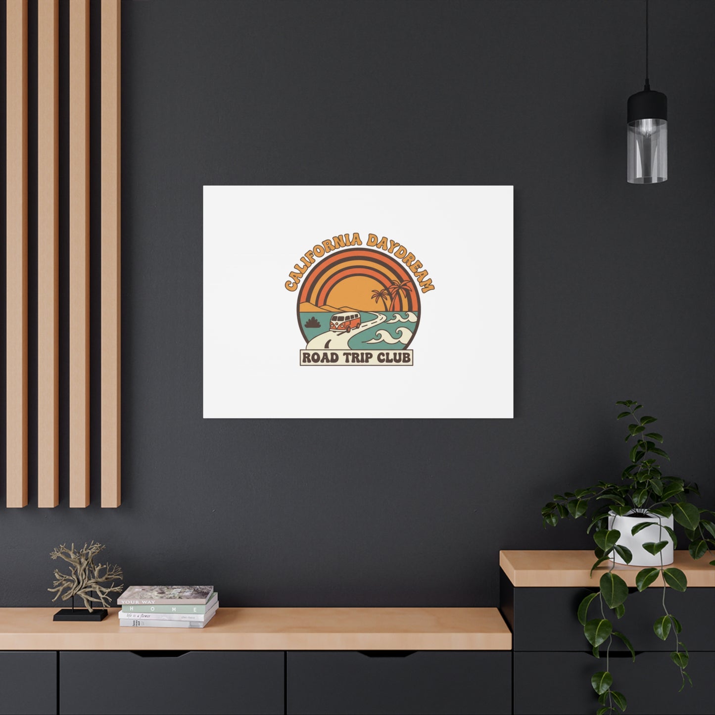 California Daydream Road Trip Club Canvas | 70s Sunset Retro Palm Poster