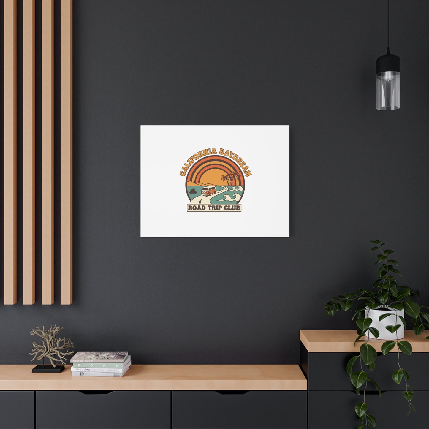 California Daydream Road Trip Club Canvas | 70s Sunset Retro Palm Poster